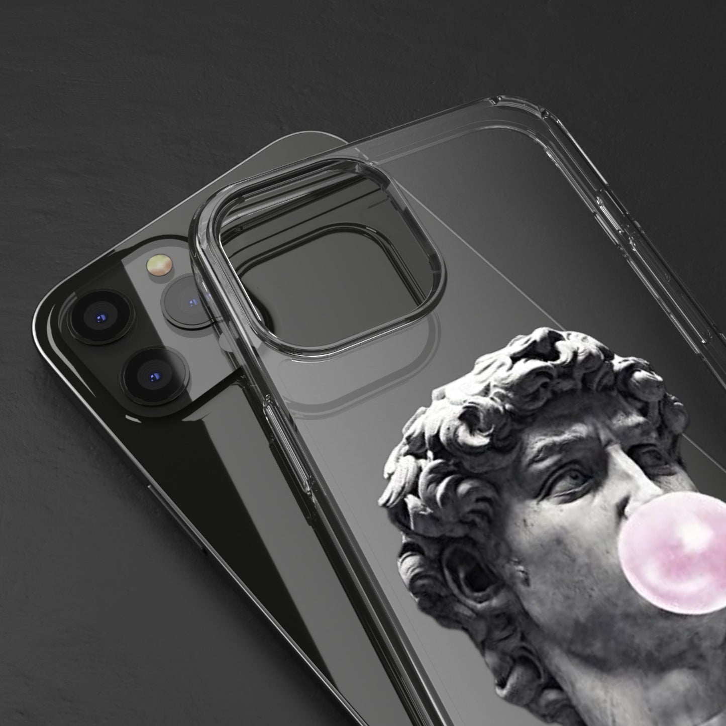 @ye Clear Phone Case with David Statue Design, Modern Phone Accessory for Art Lovers, Unique Gift, Customizable Compatible Soft Case