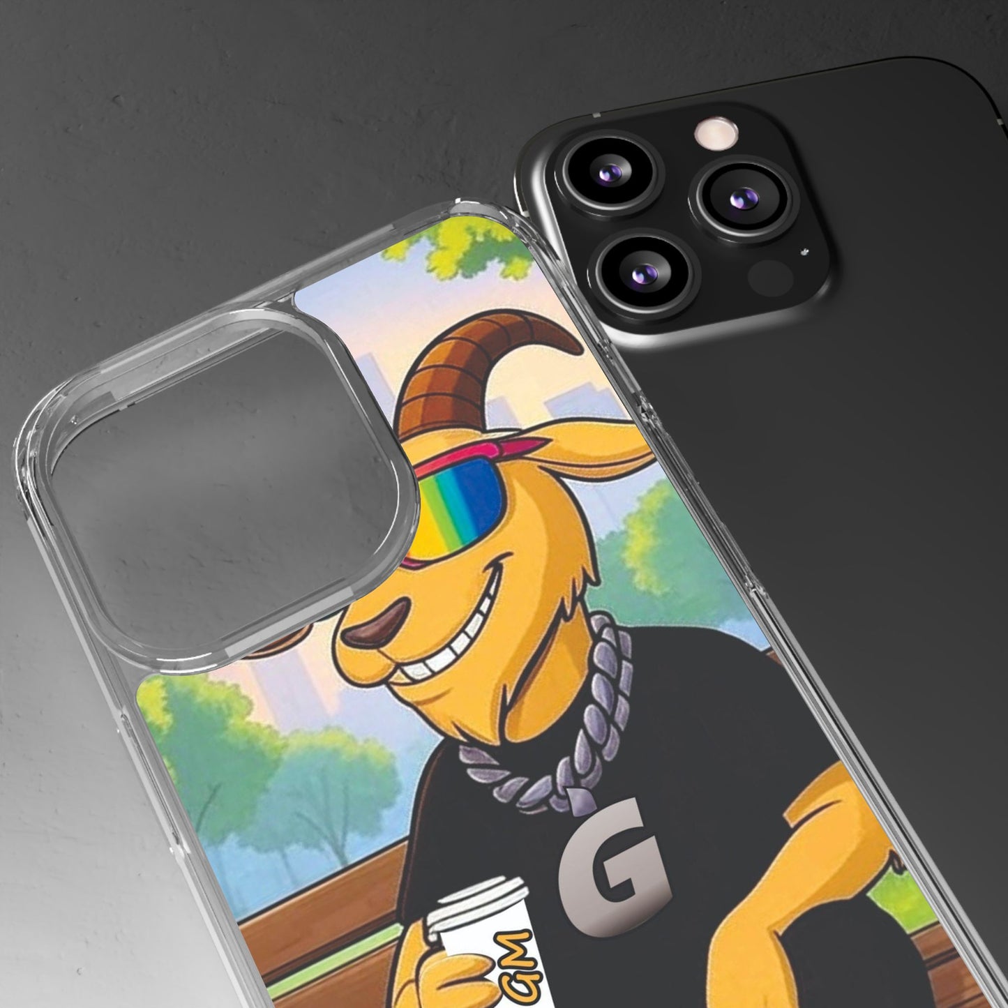 Vibrant Goat Clear Phone Case, Fun Smartphone Cover, Animal Lover Gift, Stylish Tech Accessory, Unique Phone Protection