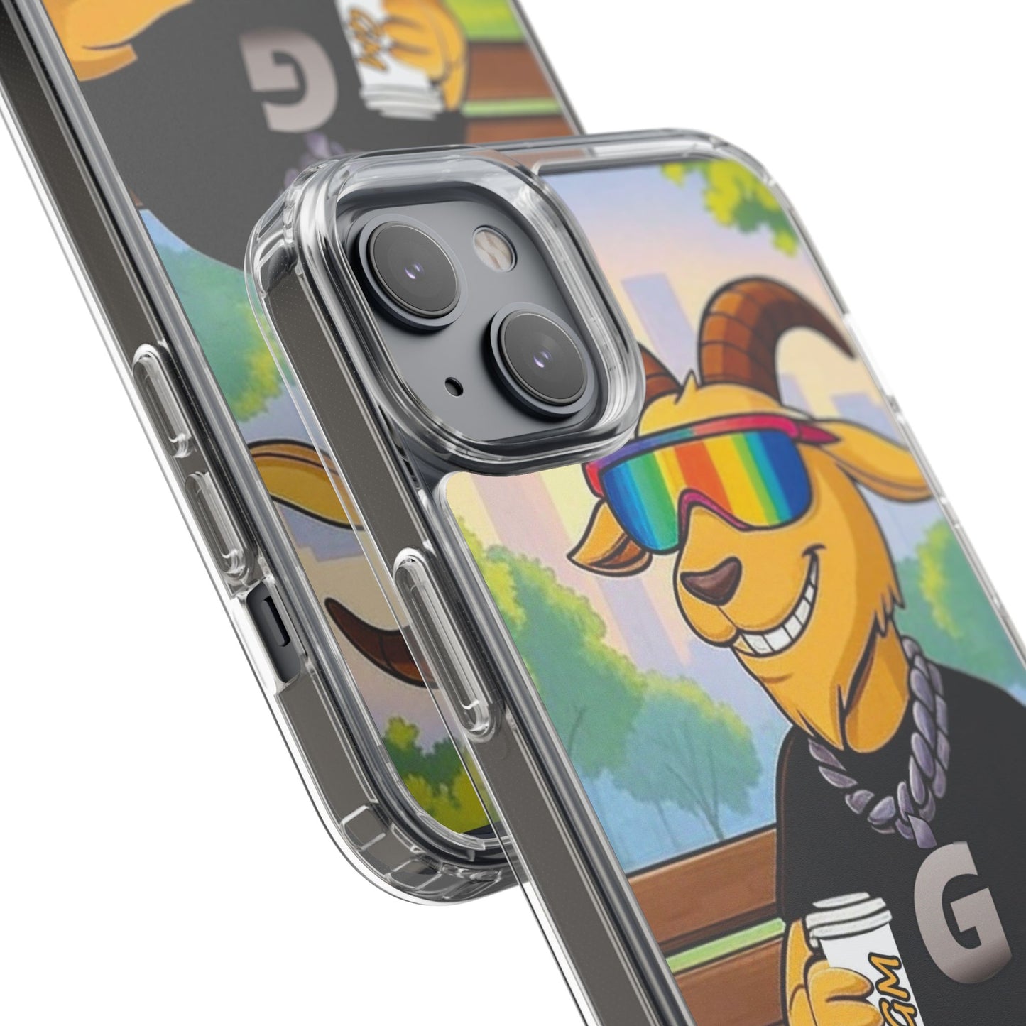 Vibrant Goat Clear Phone Case, Fun Smartphone Cover, Animal Lover Gift, Stylish Tech Accessory, Unique Phone Protection