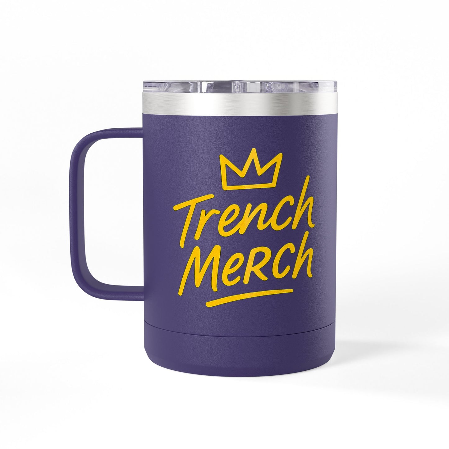 Trench Merch Crown Coffee Mug Tumbler, Perfect for Beach Lovers, Gifts for Friends, Summer Getaways, Adventure Travel, Crown Design