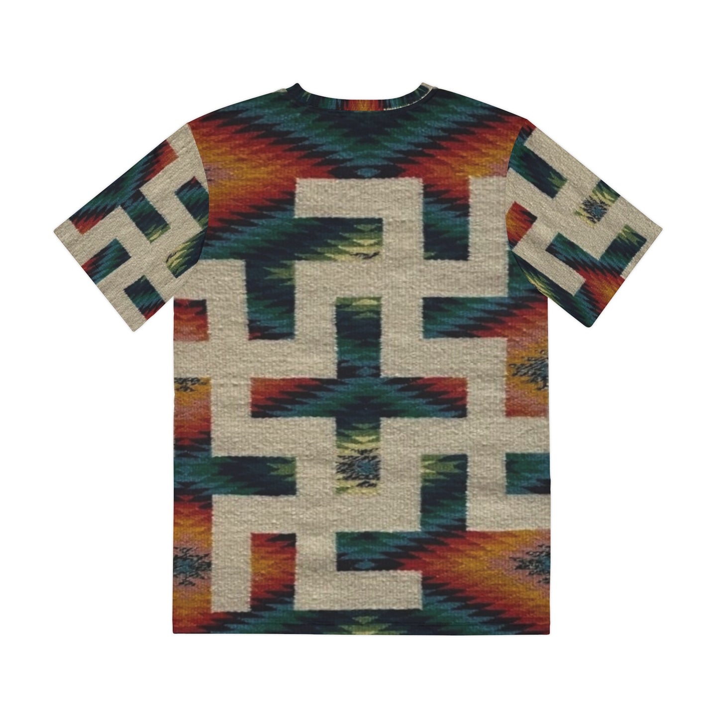 Yei Vibrant Geometric Tee, Boho Poly Tee for Men, Stylish Casual Wear, Unique Pattern Shirt, Summer Festival Outfit, Gift for Him