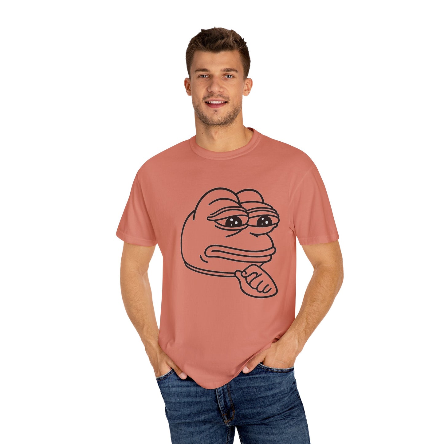 Thoughtful Pepe Unisex T-Shirt, Funny Graphic Tee, Gift for Friends, Casual Wear, Meme Inspired Fashion