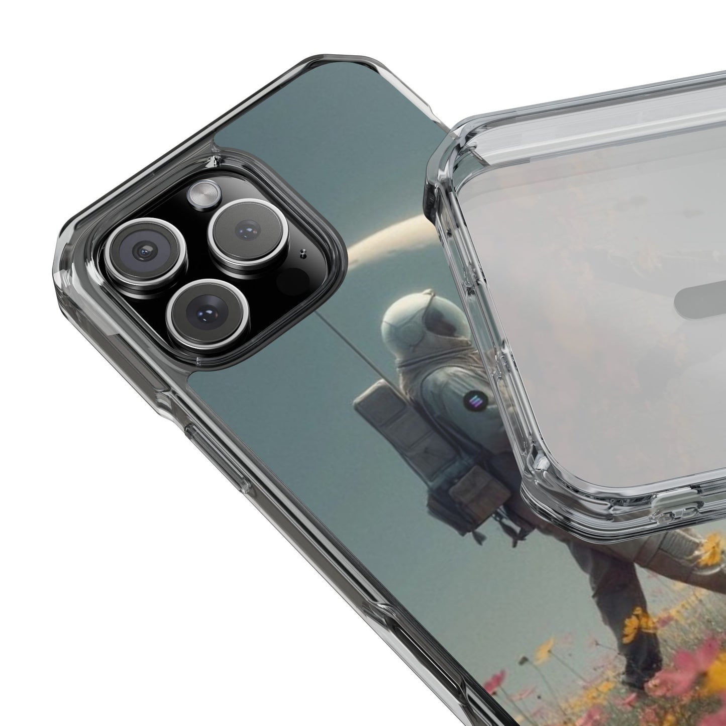 POPCAT Astronaut Phone Case, Clear Impact Case, Unique Galaxy Art Cover, Gift for Space Lovers, Cute Cat and Space Theme, Eco-Friendly
