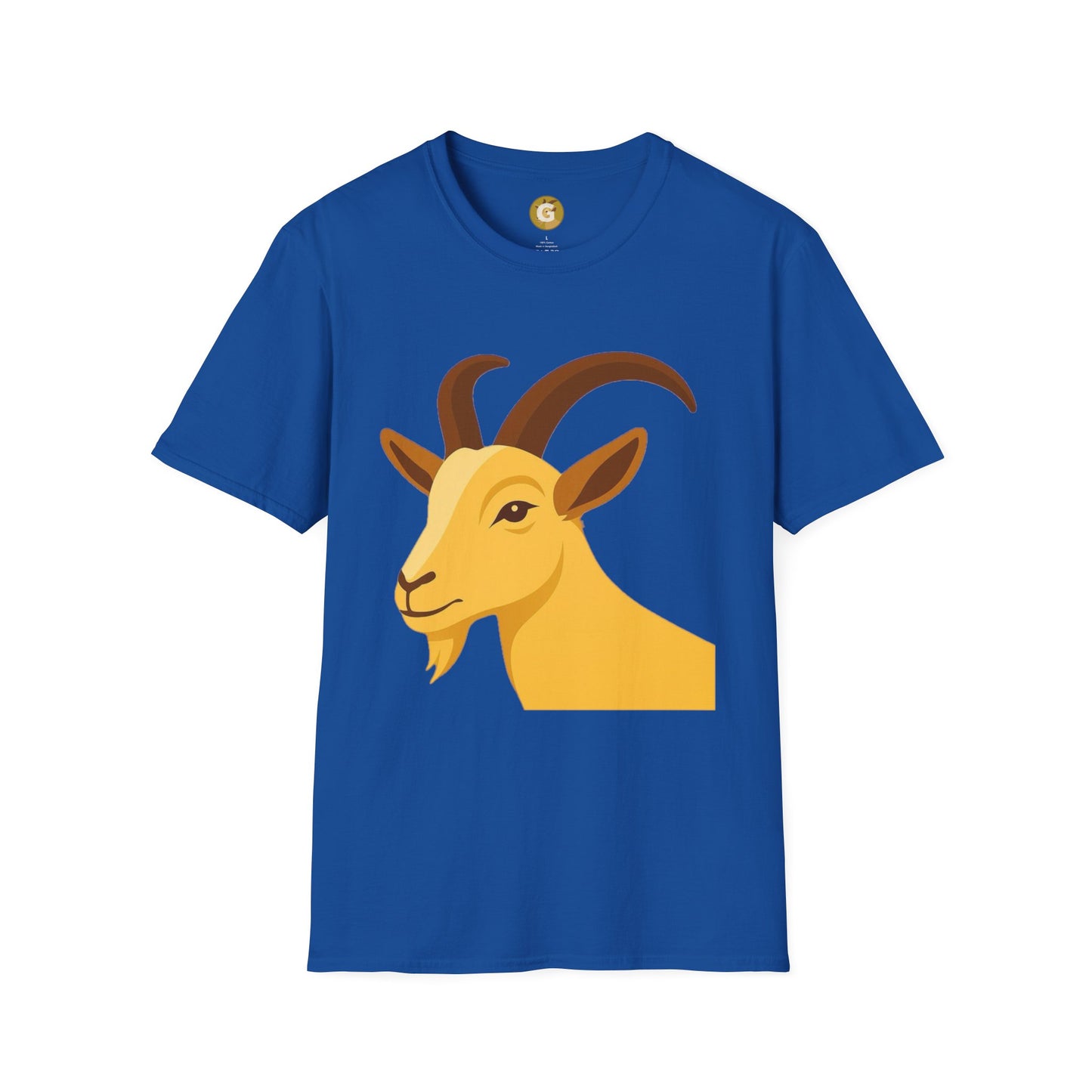 Golden Goat Unisex Softstyle T-Shirt | Cute Goat Tee for Animal Lovers, Birthday Gift, Casual Wear, Farmhouse Decor, Nature Fans