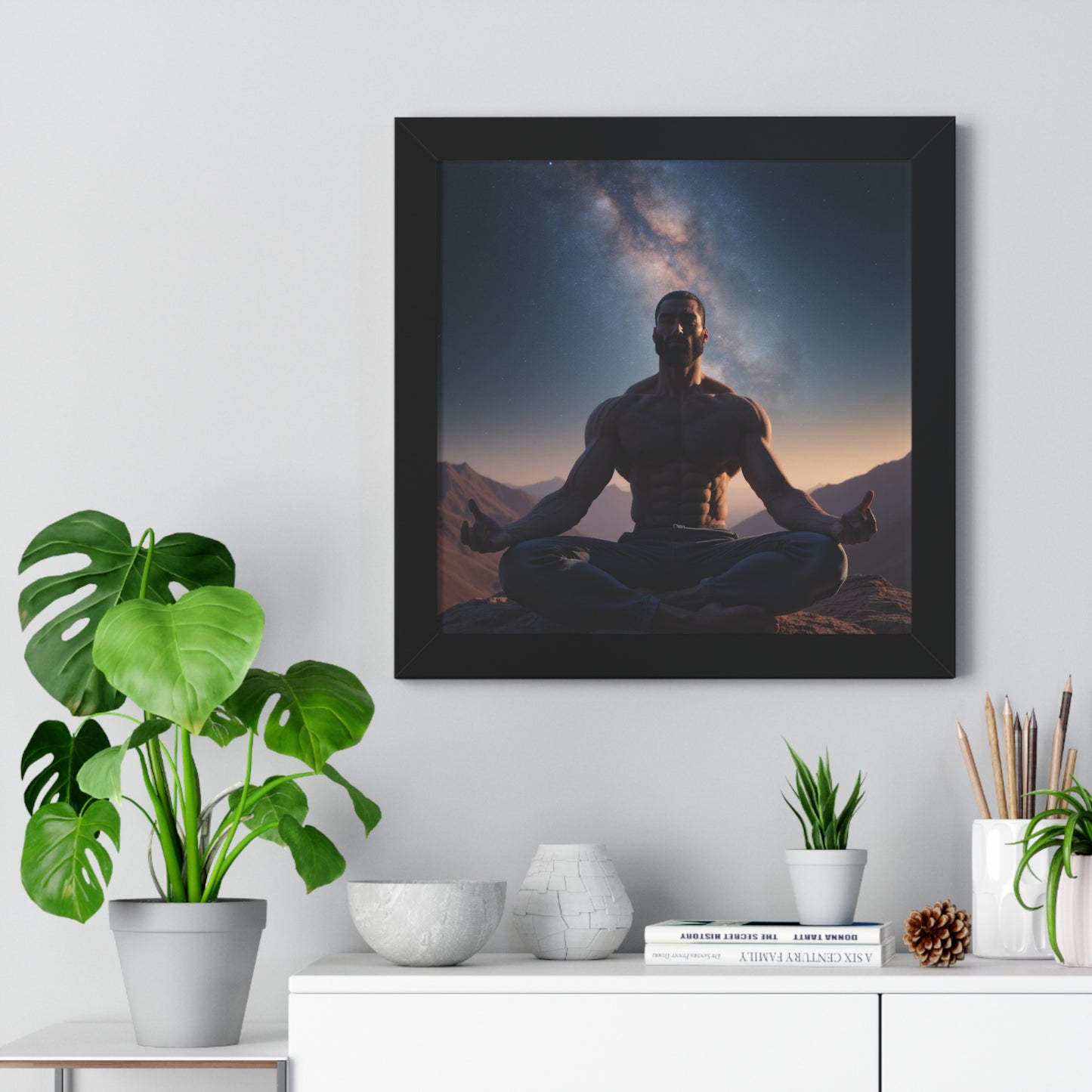 GIGA Meditation Framed Poster, Calm Art, Spiritual Wall Decor, Zen Home Decor, Fitness Motivation, Mindfulness Gift, Inspirational Art