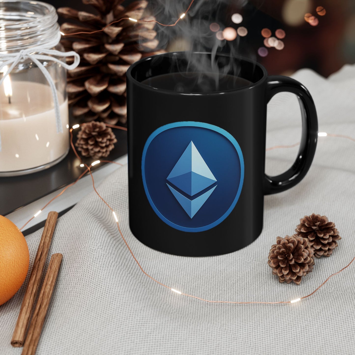 Ethereum Black Mug - Coffee Cup, Gamer Gift, Cryptocurrency Lover, Office Mug, Digital Currency Decor