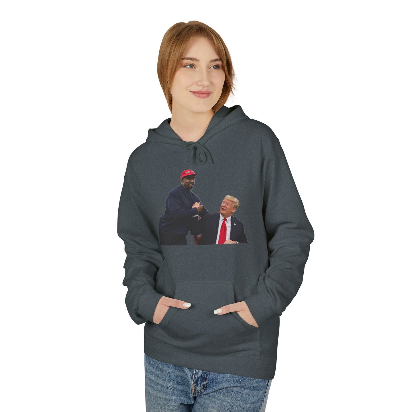 Ye & DJT Funny Political Fleece Hoodie, Unisex Softstyle Hoodie, Gift for Political Humor, Casual Wear, Election Day Apparel, Meme Clothing