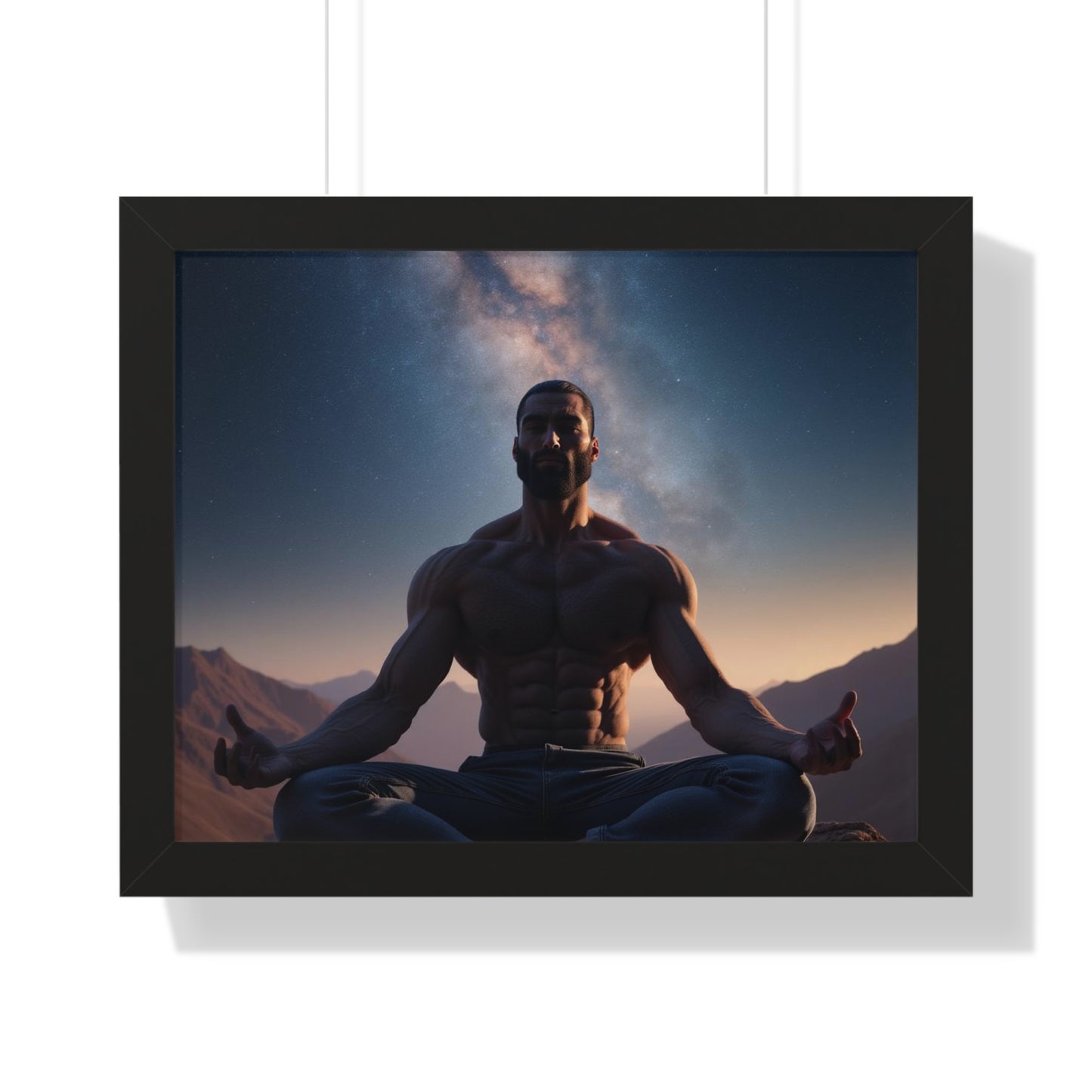 GIGA Meditation Framed Poster, Calm Art, Spiritual Wall Decor, Zen Home Decor, Fitness Motivation, Mindfulness Gift, Inspirational Art