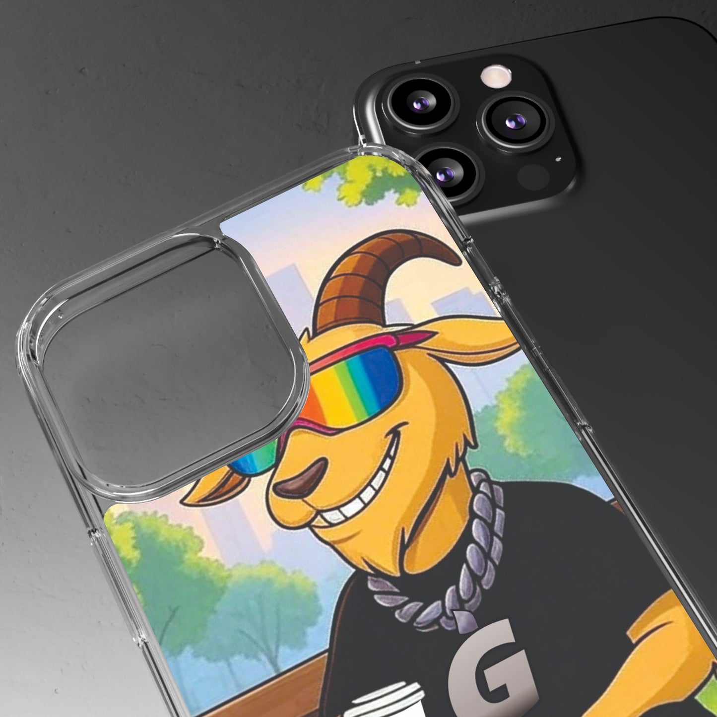 Vibrant Goat Clear Phone Case, Fun Smartphone Cover, Animal Lover Gift, Stylish Tech Accessory, Unique Phone Protection