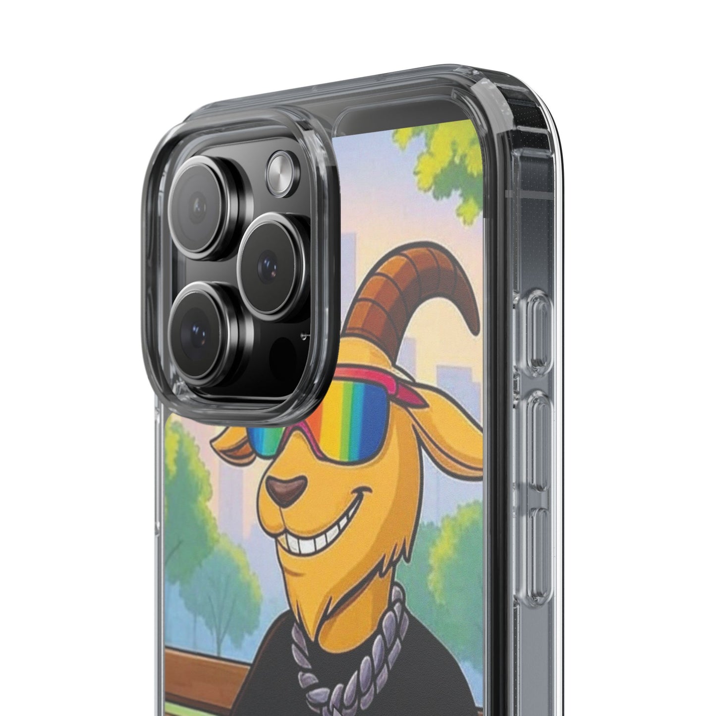 Vibrant Goat Clear Phone Case, Fun Smartphone Cover, Animal Lover Gift, Stylish Tech Accessory, Unique Phone Protection