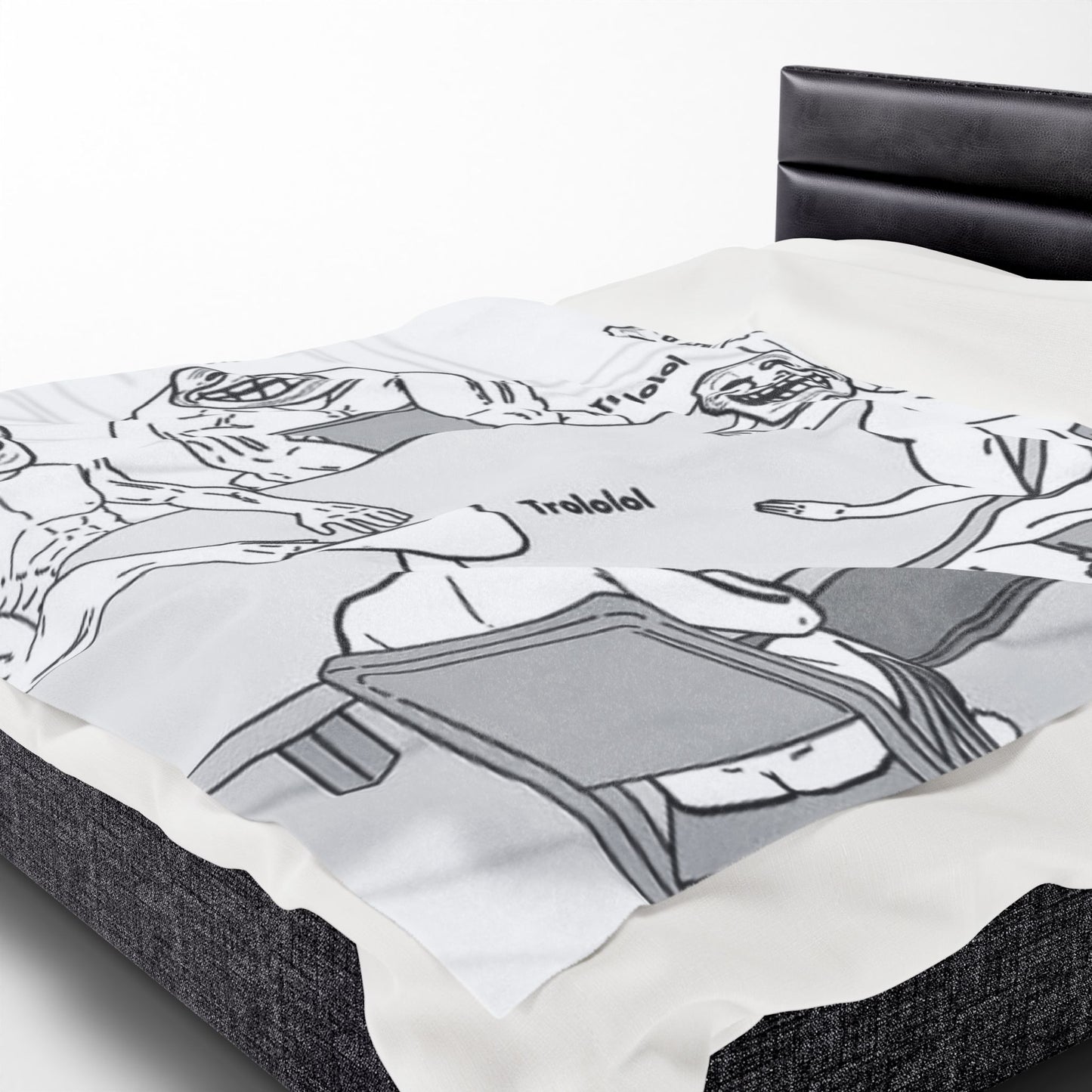 TROLL Face Velveteen Plush Blanket - Funny Cozy Throw for Gaming, Room Decor, Gifts, April Fools, Laughter