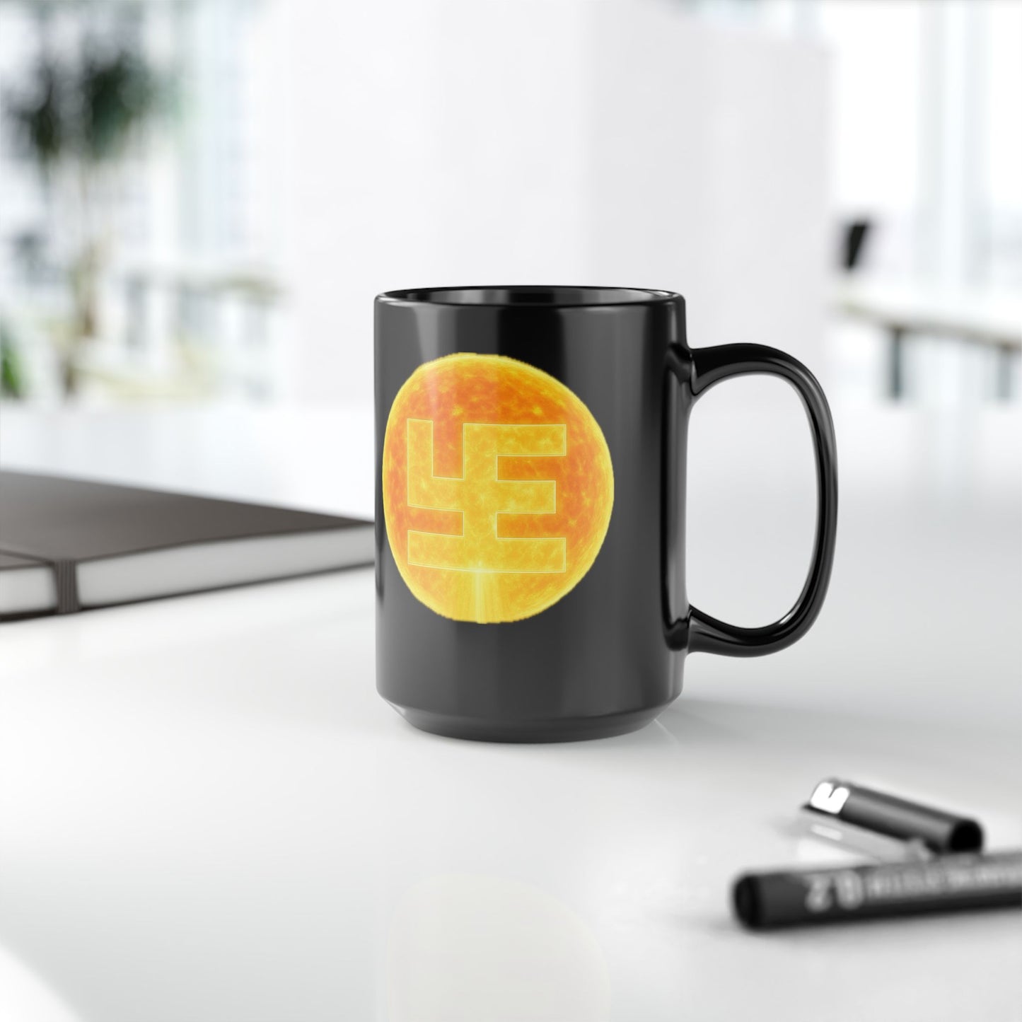 9gy Swasticoin Colorful Coin Design Mug, Unique Coffee Cup, Cryptocurrency Gift, Vibrant Tea Mug, Geeky Kitchen Decor, Fun Collectible Mug