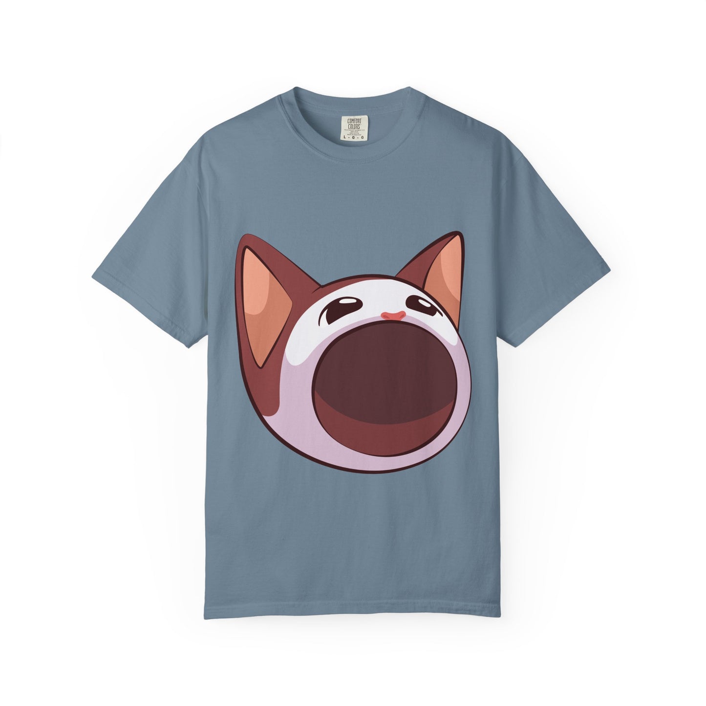 POPCAT Whimsical Cat Face T-Shirt, Unisex Garment-Dyed Tee for Cat Lovers, Cute Casual Wear, Gift for Pet Owners, Perfect for Everyday Style