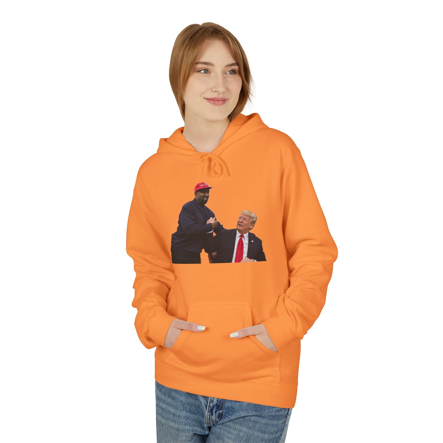 Ye & DJT Funny Political Fleece Hoodie, Unisex Softstyle Hoodie, Gift for Political Humor, Casual Wear, Election Day Apparel, Meme Clothing