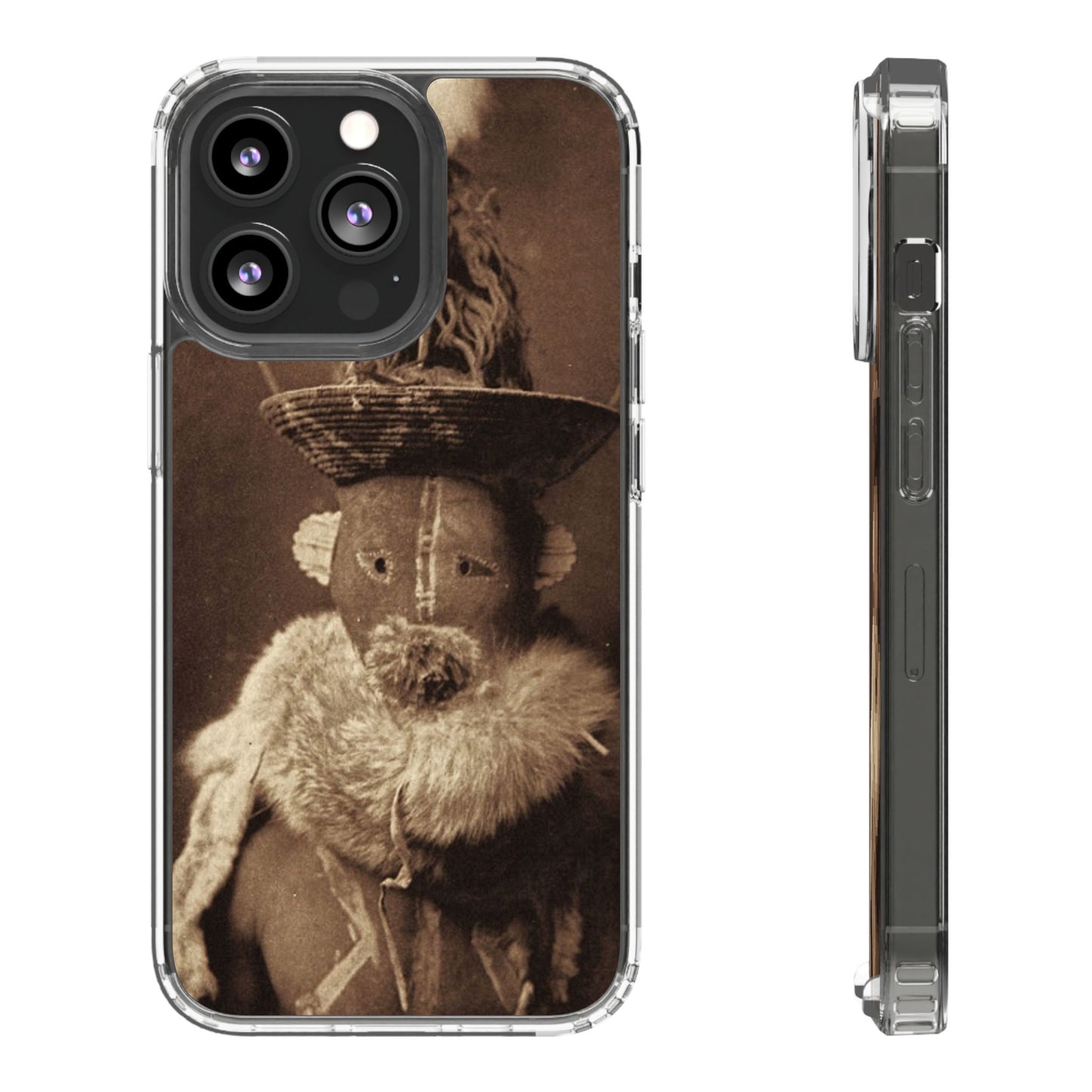 Yei Vintage Ethnic Clear Phone Case, Unique Phone Protector, Bohemian iPhone Case, Artistic Clear Cover, Cultural Phone Accessory