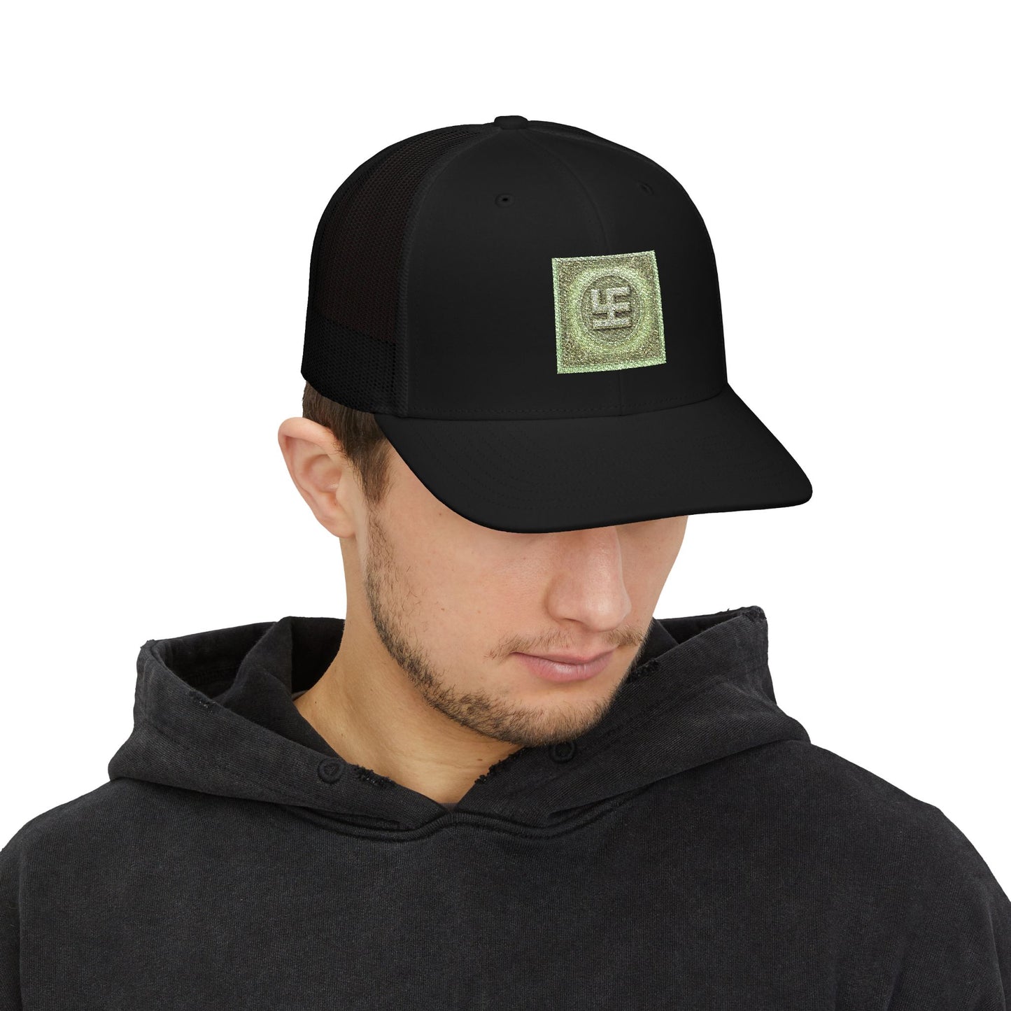 Swasticoin Sparkling Embroidered Snapback Trucker Cap, Stylish Outdoor Hat, Unique Gift for Holidays, Casual Wear, Fashion Accessory