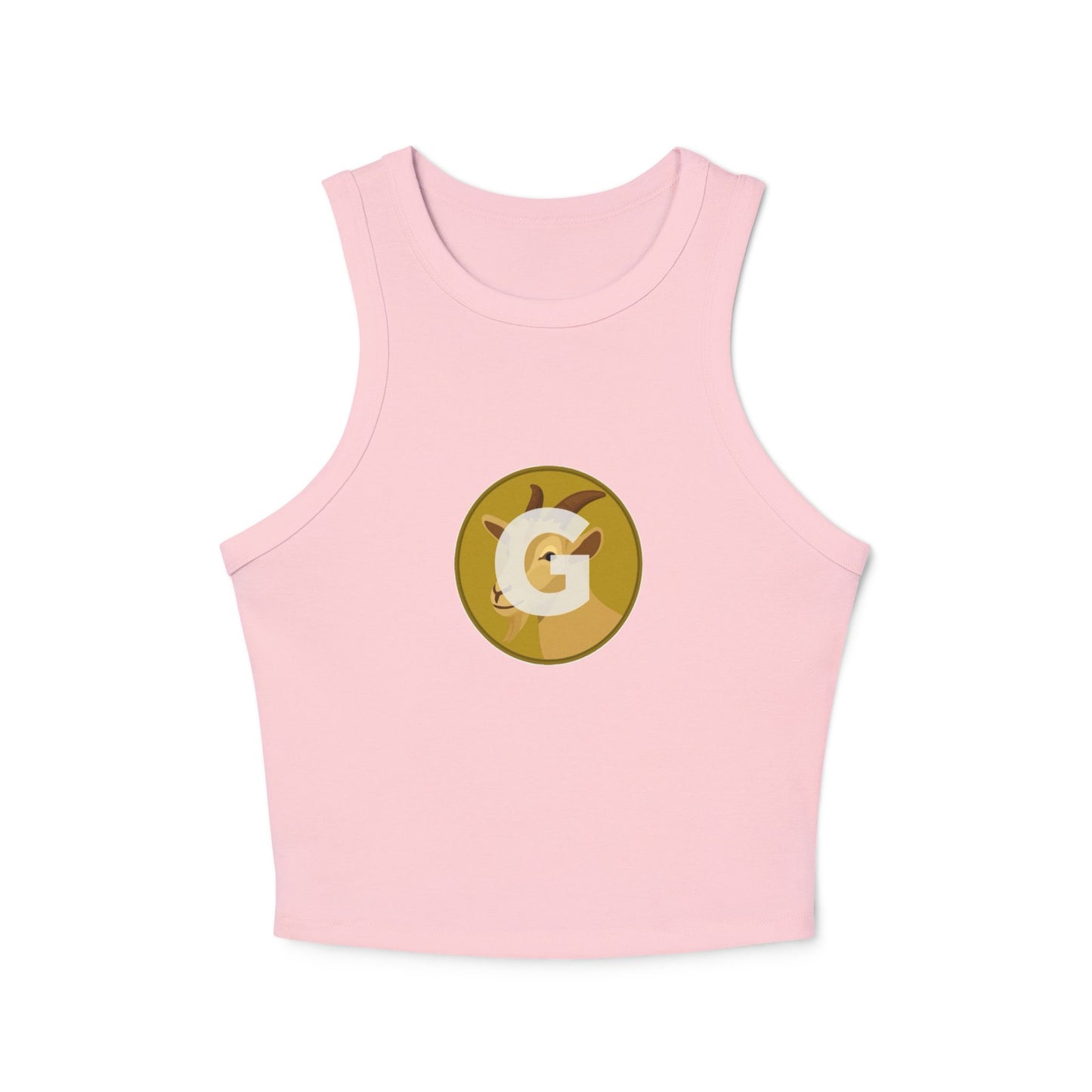 Goat Women's Micro Rib Racer Tank Top with Custom Graphic, Casual Layering Piece, Perfect for Summer, Beach Trips, Festivals, Workout Wear