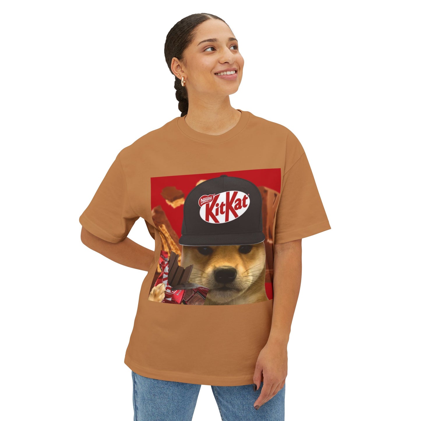 KitKat WIF Unisex Oversized Boxy Tee, Funny Dog Shirt, Food Lover Gift, Pet Lover Casual Tee, Cute Graphic Tee, Humor T-Shirt