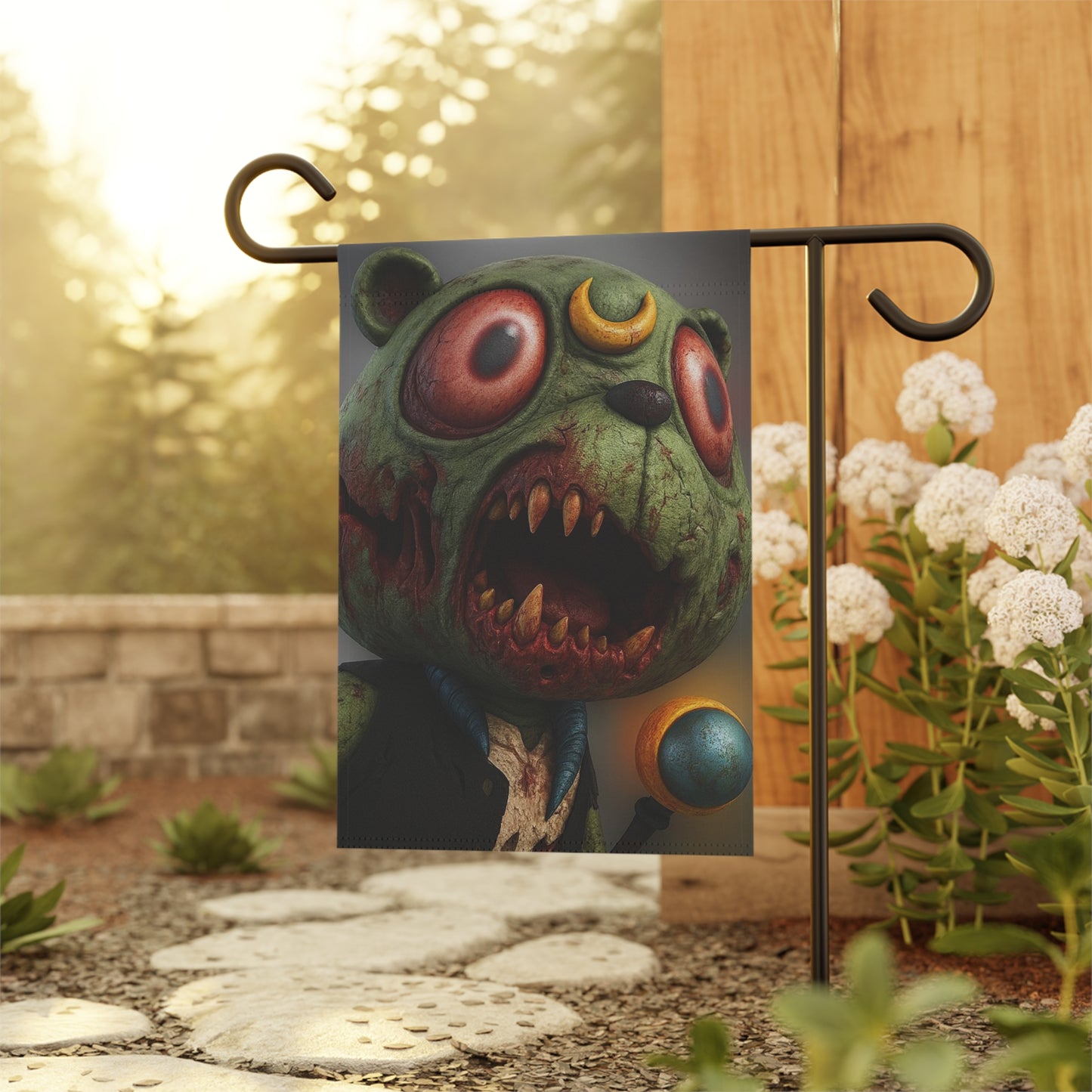 4NBT Spooky Garden Banner, Halloween Decoration, Unique Yard Art, Outdoor Scarecrow Sign, Whimsical Home Decor
