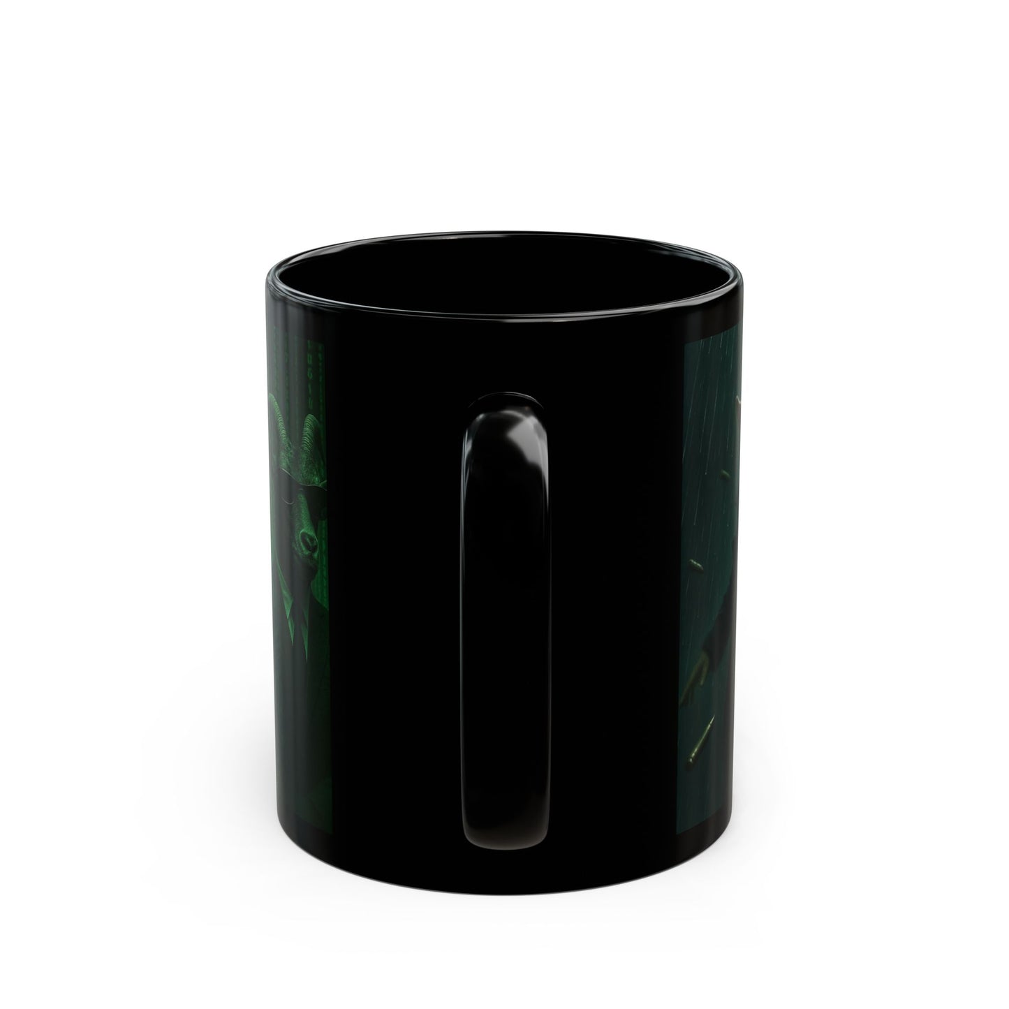 Matrix Goat Themed Black Mug, Unique Gift for Creatives, Coffee Lover's Necessity, Perfect for Halloween, Occasional Décor