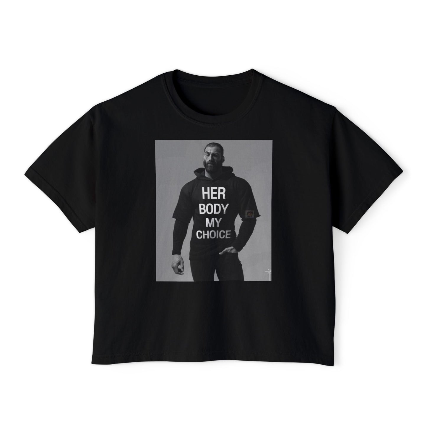 GIGA Empowerment Women's Boxy Tee - Her Body My Choice, Feminist Top, Graphic Tee, Casual Wear, Gift for Activists