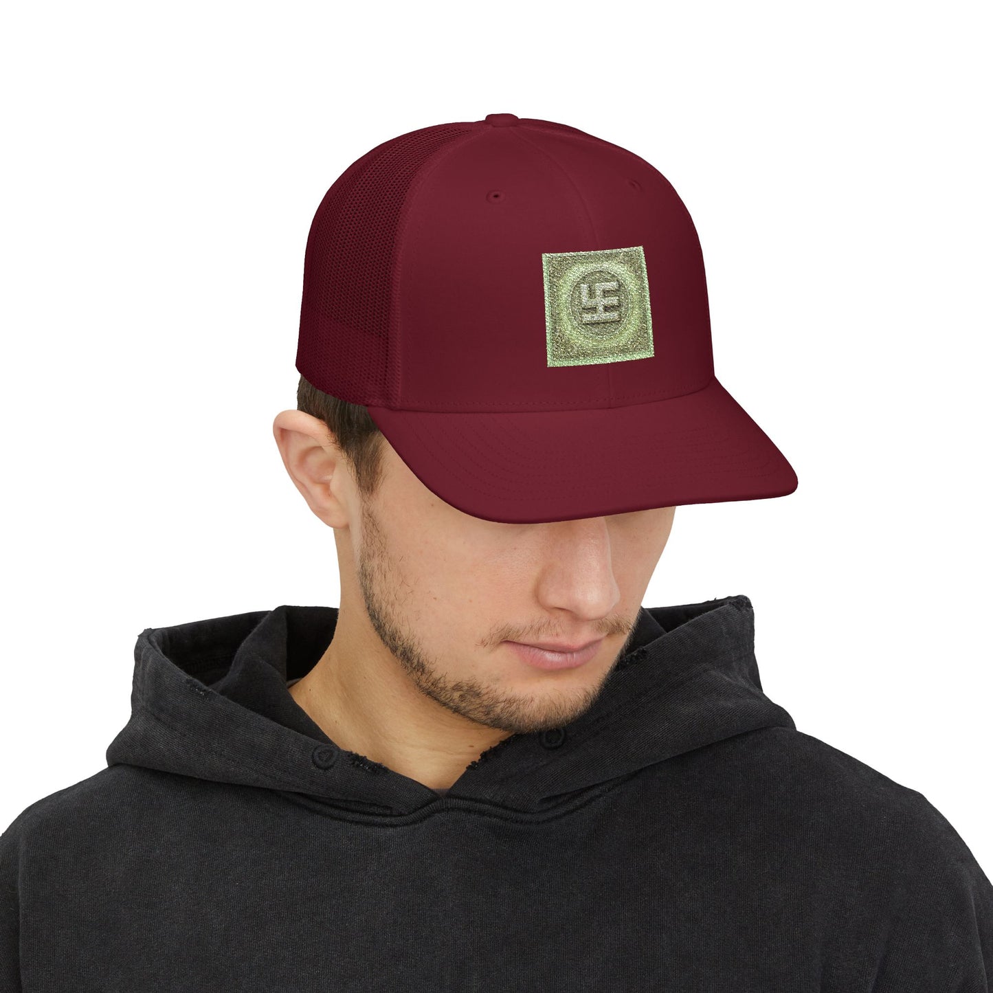 Swasticoin Sparkling Embroidered Snapback Trucker Cap, Stylish Outdoor Hat, Unique Gift for Holidays, Casual Wear, Fashion Accessory