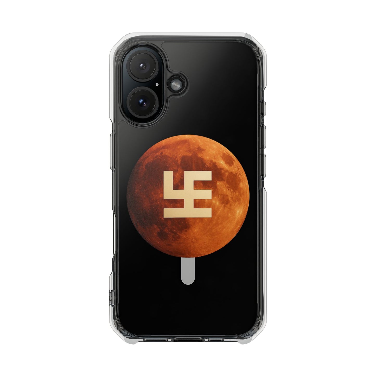 Swasticoin Magnetic Phone Case with Lunar Design, Unique Phone Accessory, Shockproof Clear Case, Stylish Phone Cover, Gift for Tech Lovers