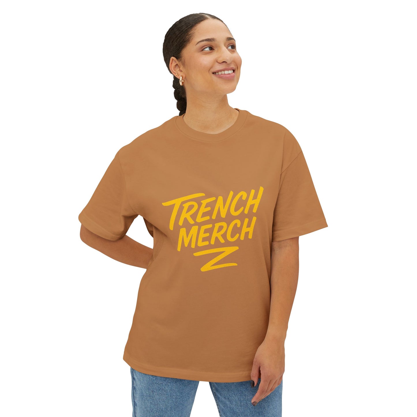 Trench Merch Unisex Oversized Boxy Tee | Casual Graphic T-Shirt for Everyday Style, Gifts for Friends, Summer Comfort, Streetwear Fashion