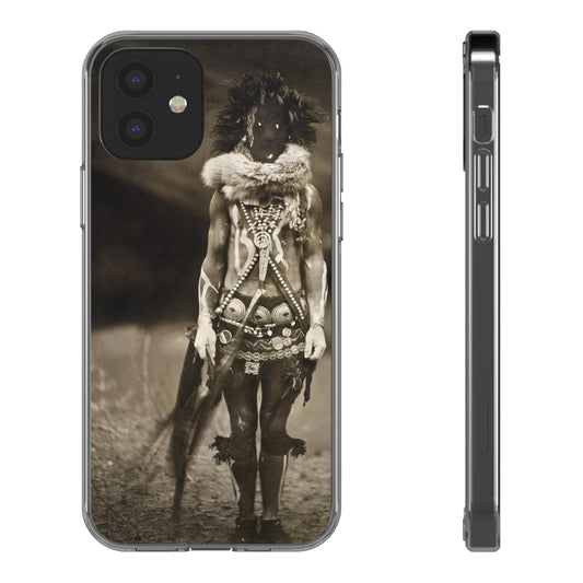 Vintage Yei Warrior Clear Phone Cases, Unique Protective Cover, Ethnic Art, Stylish Phone Accessories, Gift for Him or Her