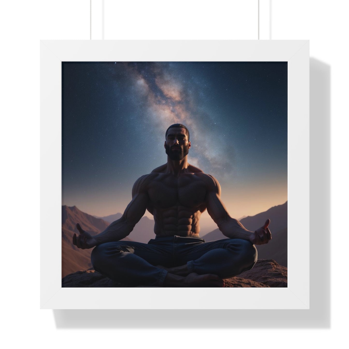 GIGA Meditation Framed Poster, Calm Art, Spiritual Wall Decor, Zen Home Decor, Fitness Motivation, Mindfulness Gift, Inspirational Art
