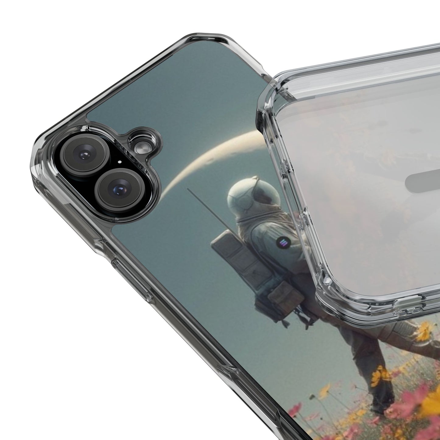 POPCAT Astronaut Phone Case, Clear Impact Case, Unique Galaxy Art Cover, Gift for Space Lovers, Cute Cat and Space Theme, Eco-Friendly