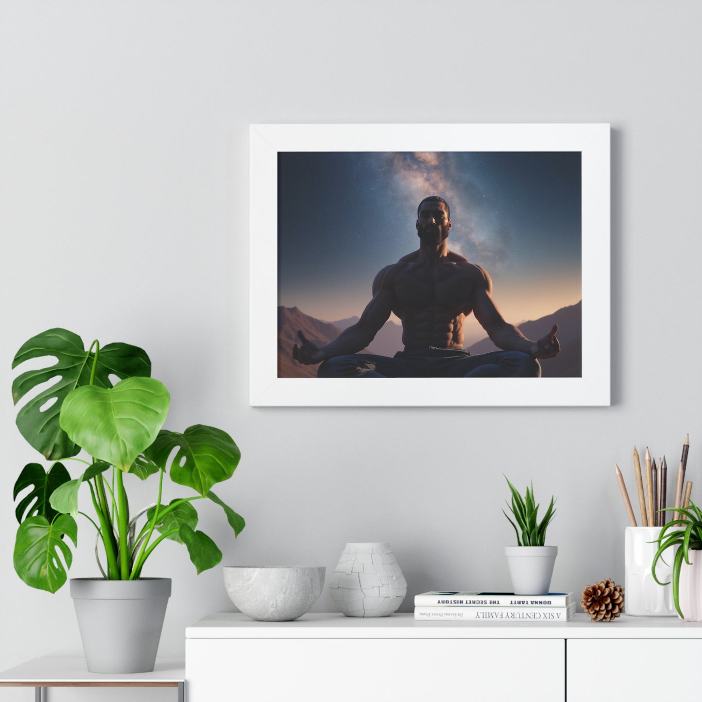 GIGA Meditation Framed Poster, Calm Art, Spiritual Wall Decor, Zen Home Decor, Fitness Motivation, Mindfulness Gift, Inspirational Art
