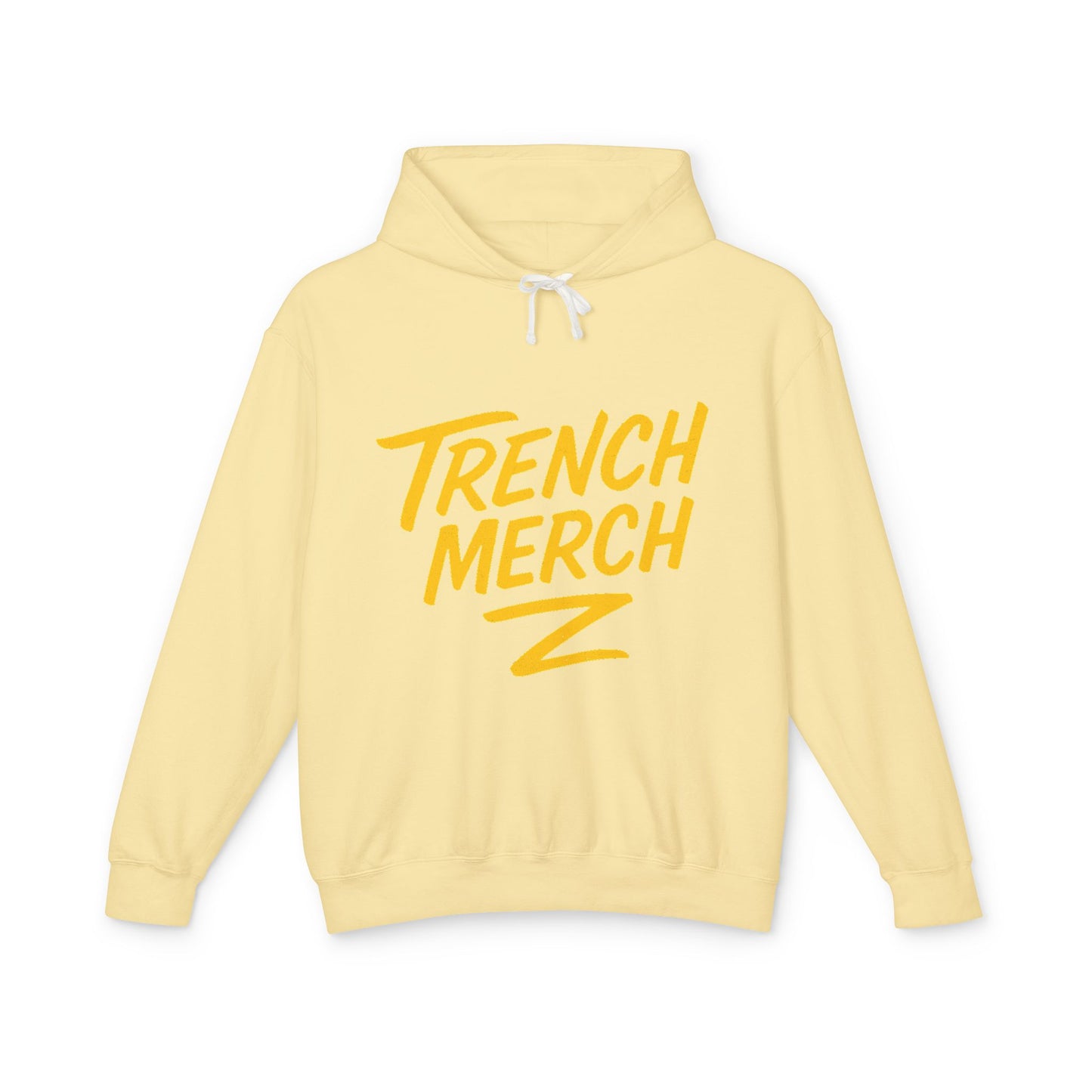 Trench Merch Unisex Lightweight Hooded Sweatshirt, Casual Streetwear, Spring Fashion, Gift for Friends, Layering Essential, Trendy Outfit