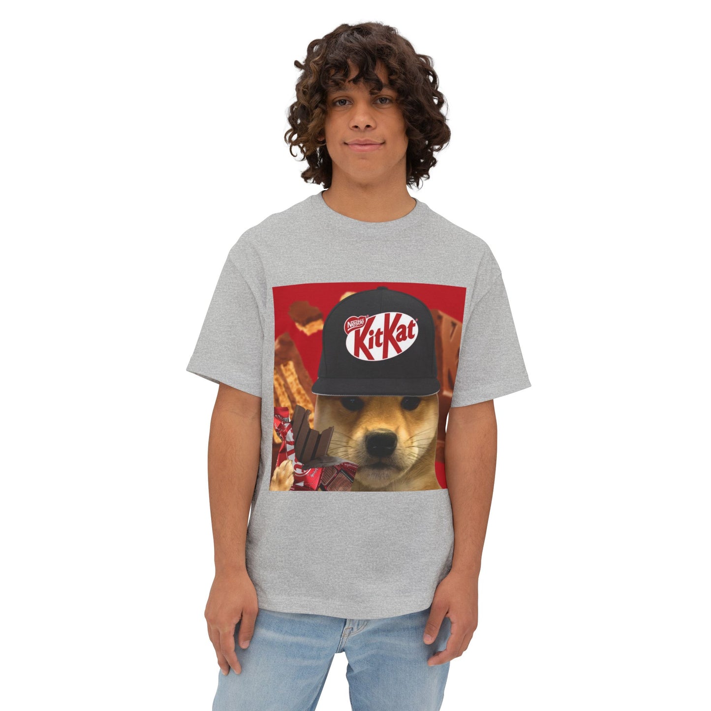 KitKat WIF Unisex Oversized Boxy Tee, Funny Dog Shirt, Food Lover Gift, Pet Lover Casual Tee, Cute Graphic Tee, Humor T-Shirt