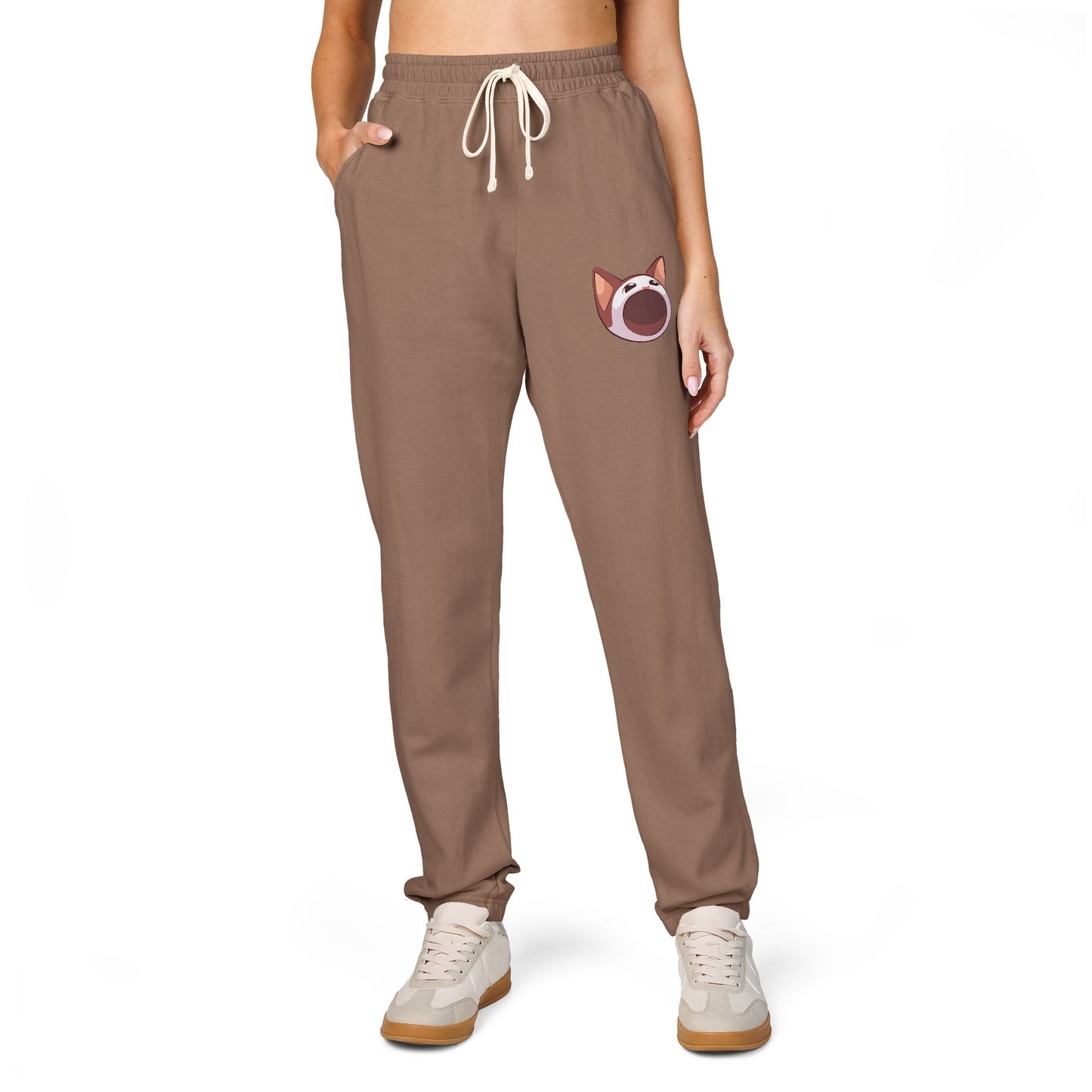 POPCAT Cozy Fleece Sweatpants, Comfortable Lounge Pants, Gift for Cat Lovers, Relaxing Home Wear, Unisex Joggers
