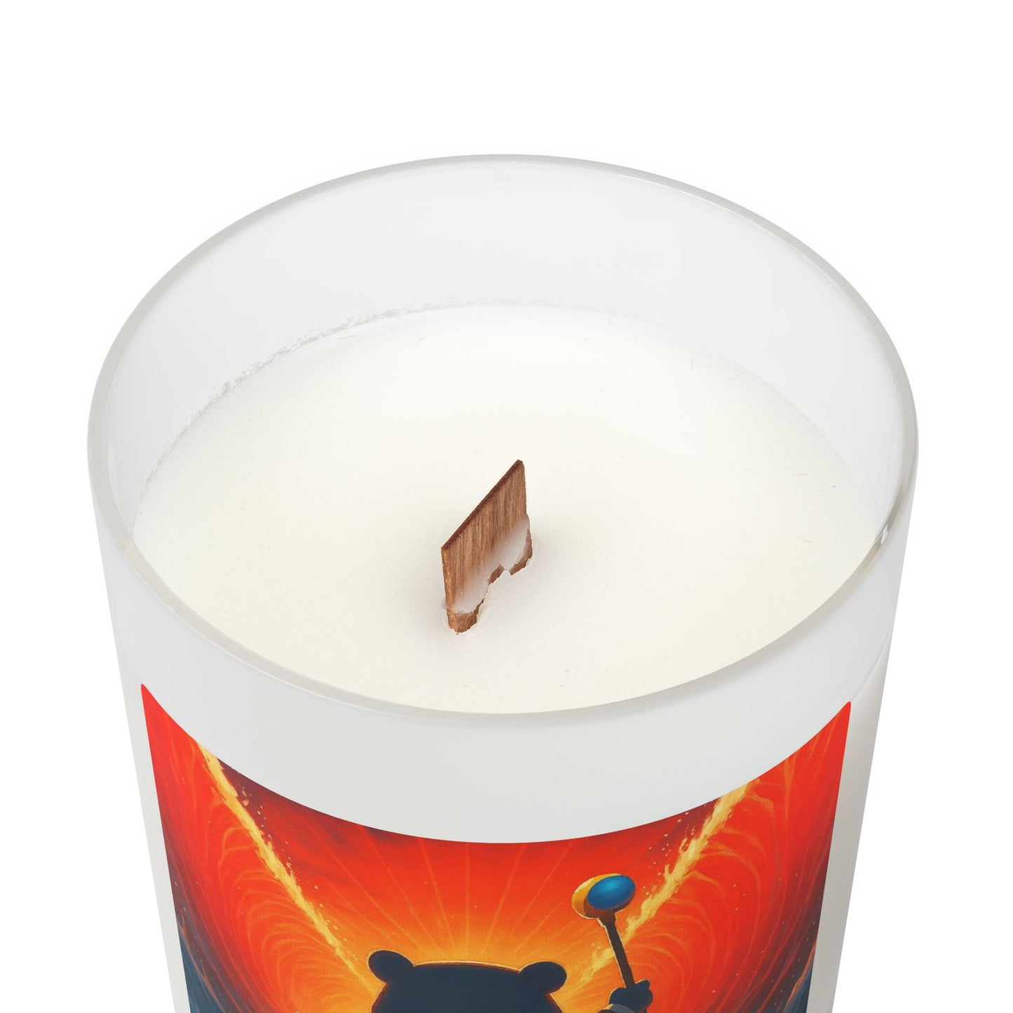 4NBT Whimsical Frosted Glass Candle - Bear with Staff Design, Relaxation Gift, Home Decor, Meditation Candle, Cozy Ambiance