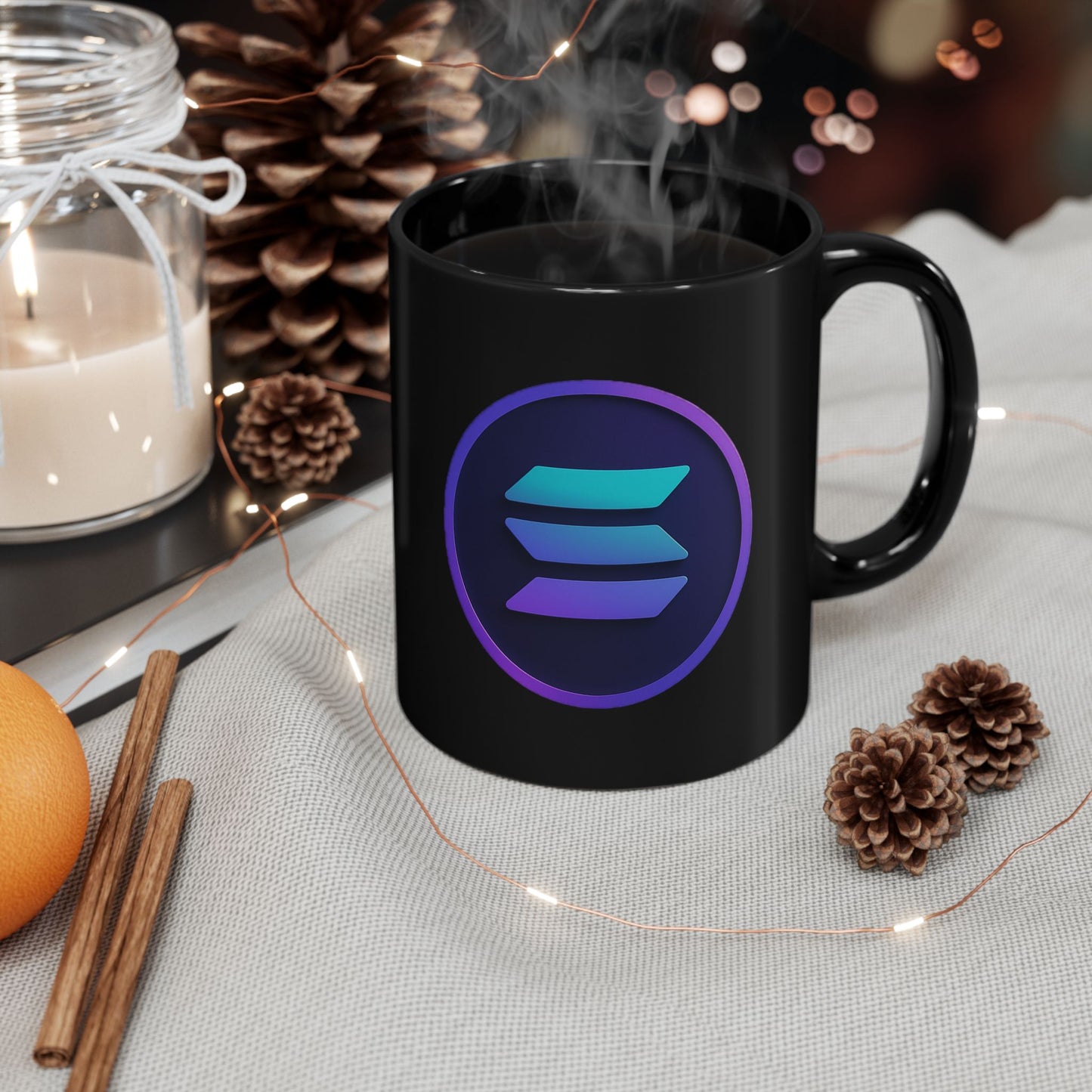 Stylish Solana Black Mug with Gradient Design - Perfect Gift for Coffee Lovers, Home Decor, Office Mug, Collectible, Holiday Gift