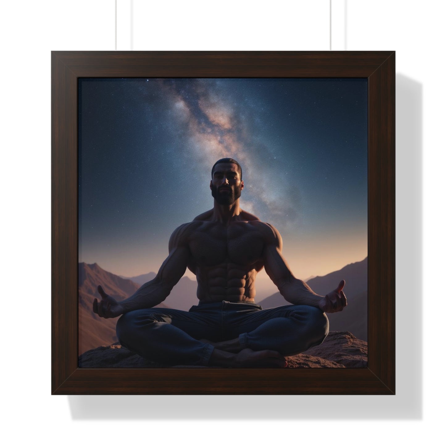 GIGA Meditation Framed Poster, Calm Art, Spiritual Wall Decor, Zen Home Decor, Fitness Motivation, Mindfulness Gift, Inspirational Art