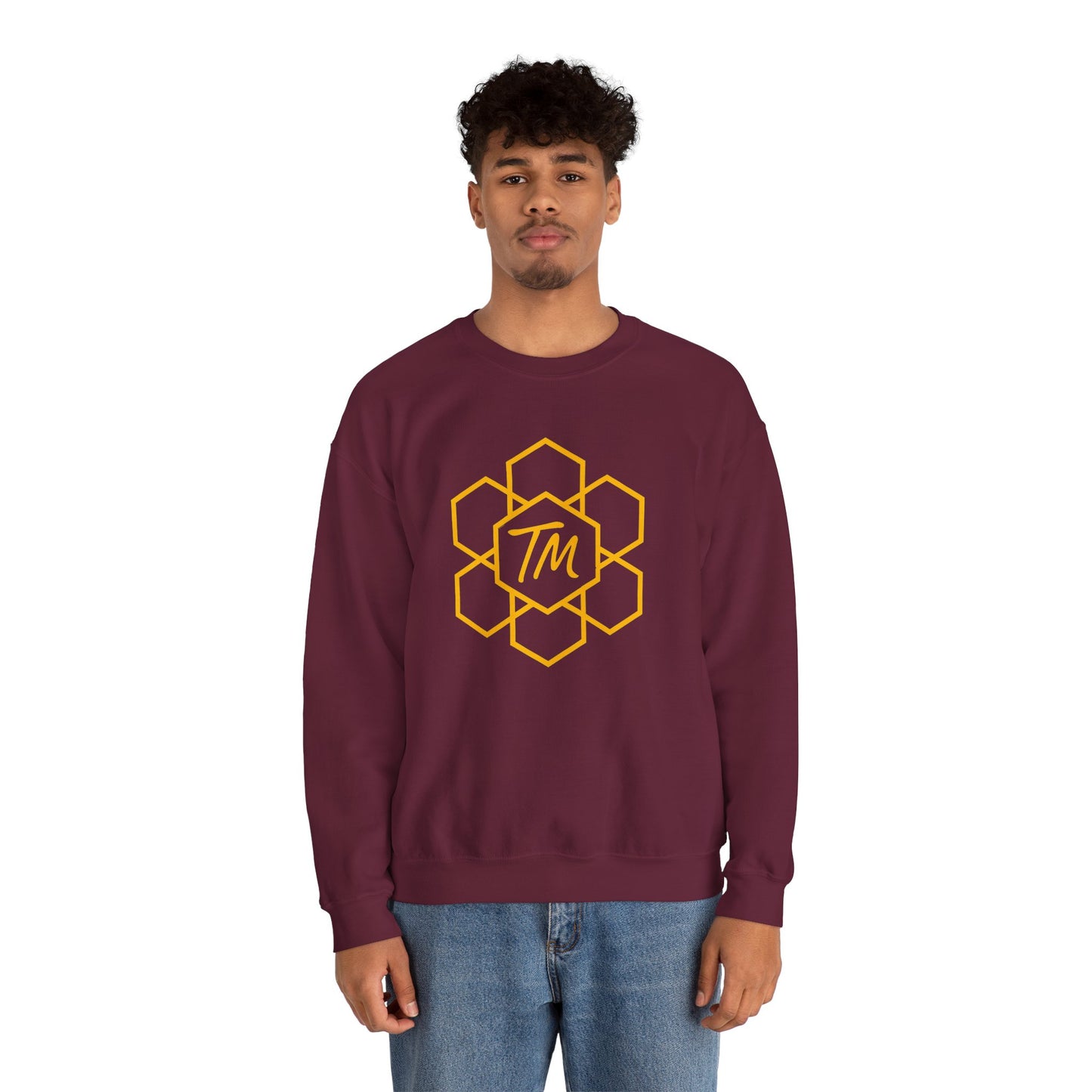 Trench Merch Stylish Honeycomb Crewneck Sweatshirt, Cozy Unisex Sweatshirt, Casual Fall Apparel, Gift for Honey Lovers, Trendy Weekend Wear