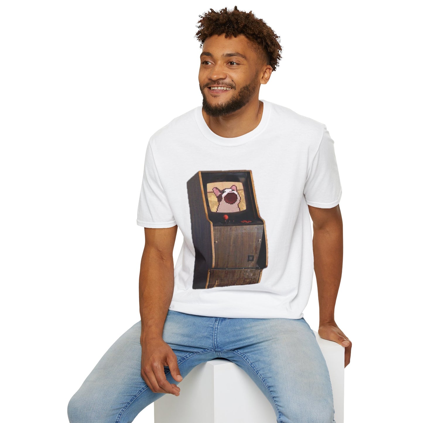 POPCAT Retro Arcade Unisex T-Shirt, Gamer Tee, Vintage Gaming Shirt, Gift for Gamers, Casual Wear