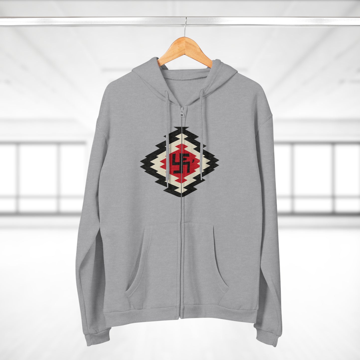Yei Navajo Inspired Unisex Hooded Zip Sweatshirt, Cozy Layering, Gift for Him/Her, Fall/Winter Fashion, Boho Style, Casual Wear