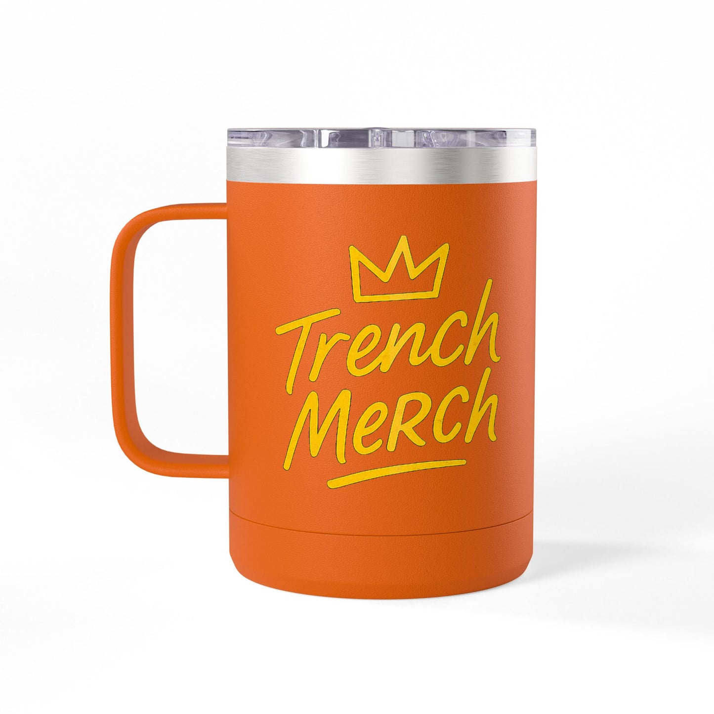 Trench Merch Crown Coffee Mug Tumbler, Perfect for Beach Lovers, Gifts for Friends, Summer Getaways, Adventure Travel, Crown Design