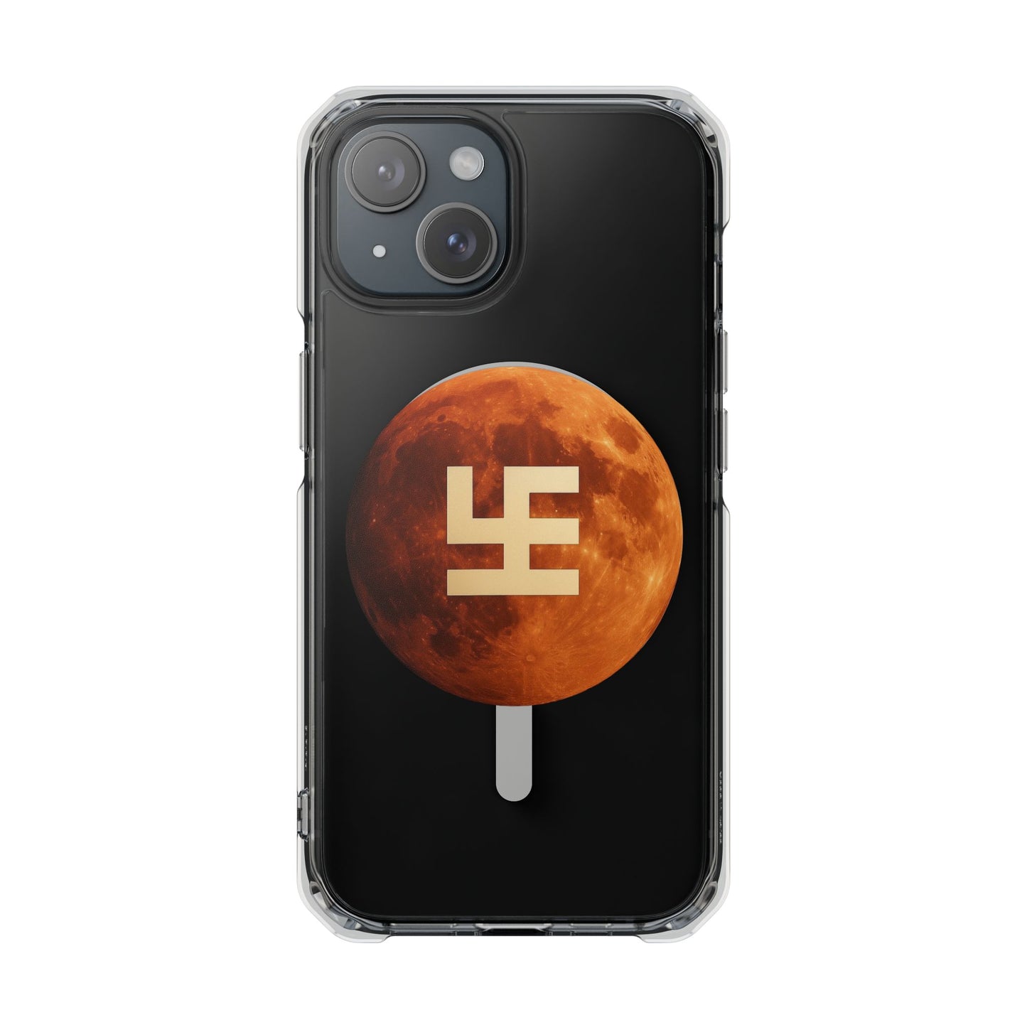 Swasticoin Magnetic Phone Case with Lunar Design, Unique Phone Accessory, Shockproof Clear Case, Stylish Phone Cover, Gift for Tech Lovers
