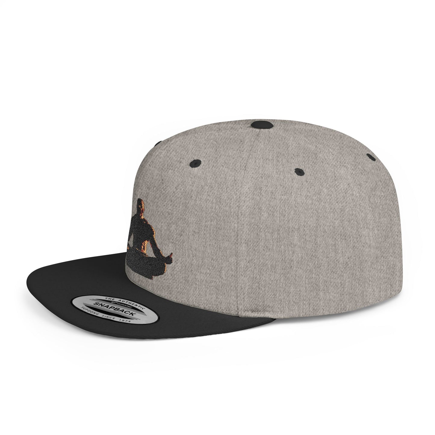 GIGA Zen Meditation Flat Bill Snapback Hat, Mindfulness Cap, Yoga Headwear, Gift for Him/Her, Casual Everyday Wear, Stylish Accessory