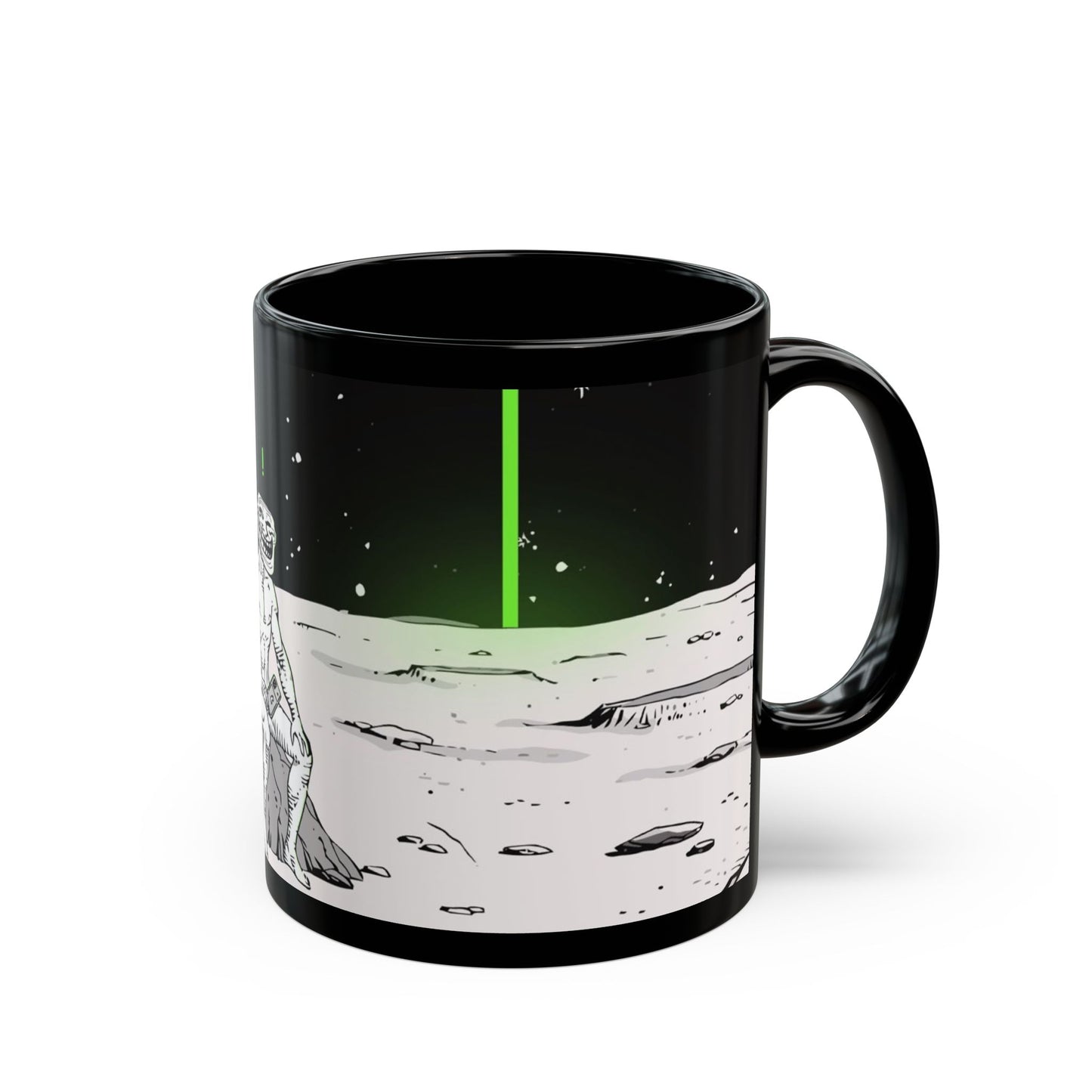 TROLL Cosmic Chill Black Mug - Alien Art, Gift for Sci-Fi Lovers, Space-Themed Coffee Cup, Unique Artwork, Inspirational Drinkware