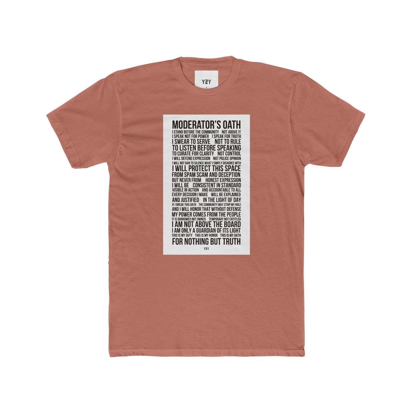 4NBT Moderator's Oath Unisex Cotton Crew Tee, Funny T-Shirt, Gift for Moderators, Social Media Apparel, Casual Tee, Unique Graphic Shirt