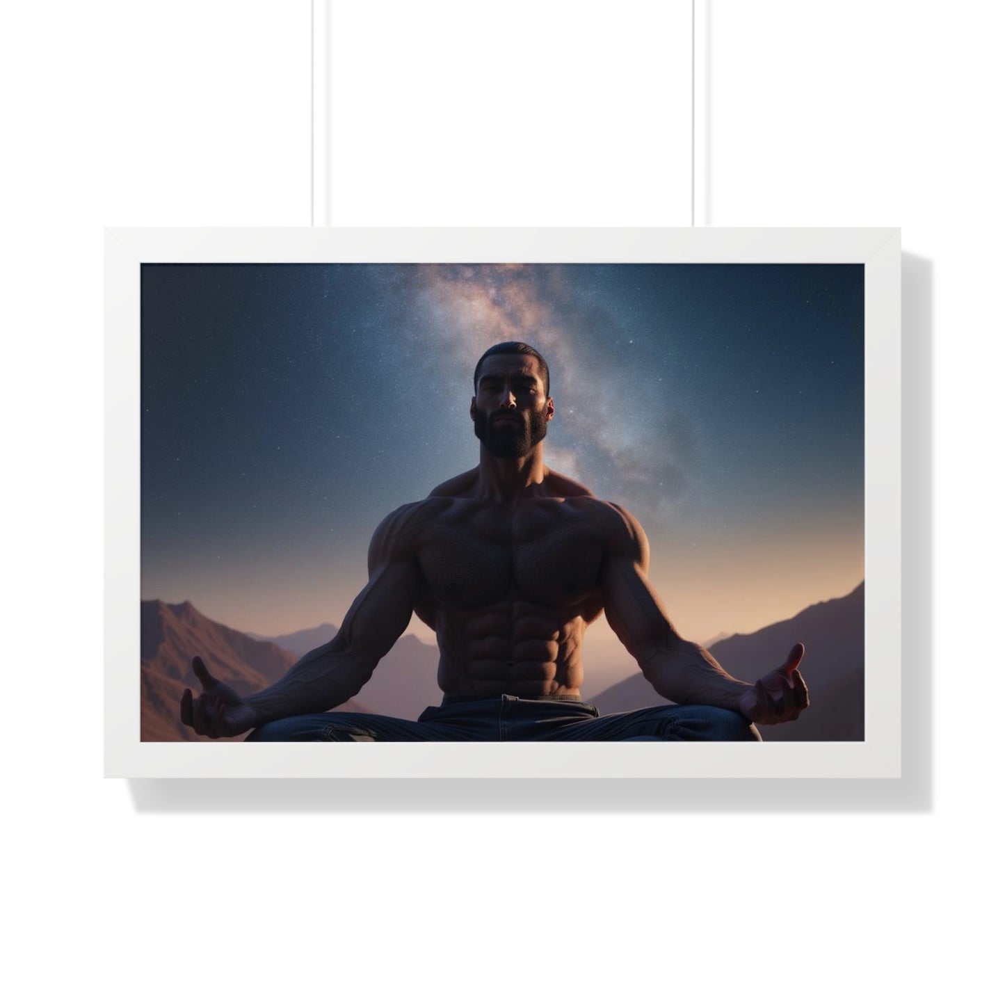 GIGA Meditation Framed Poster, Calm Art, Spiritual Wall Decor, Zen Home Decor, Fitness Motivation, Mindfulness Gift, Inspirational Art