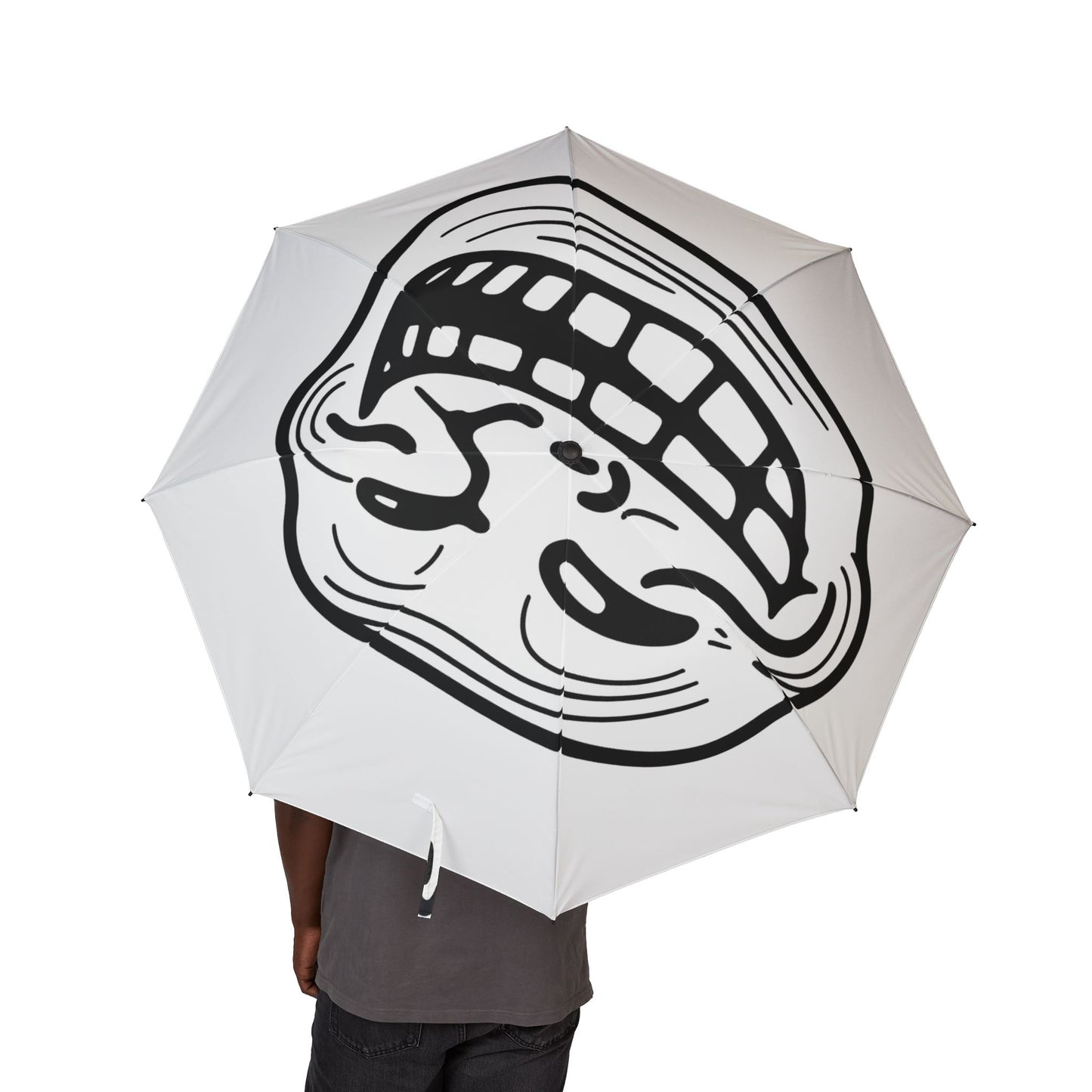 TROLL Face Umbrella | Funny Semi-Automatic Foldable Umbrella, Perfect Gift for Rainy Days, Joke Umbrella for Friends, Humorous Accessory