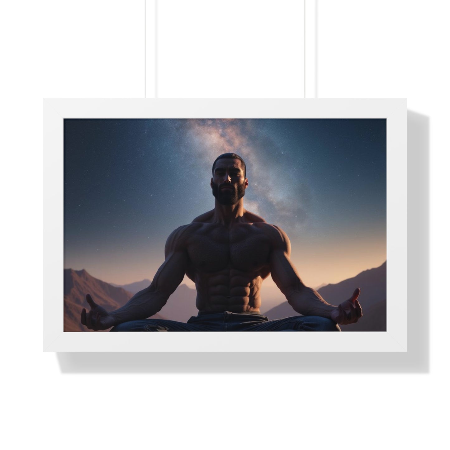 GIGA Meditation Framed Poster, Calm Art, Spiritual Wall Decor, Zen Home Decor, Fitness Motivation, Mindfulness Gift, Inspirational Art