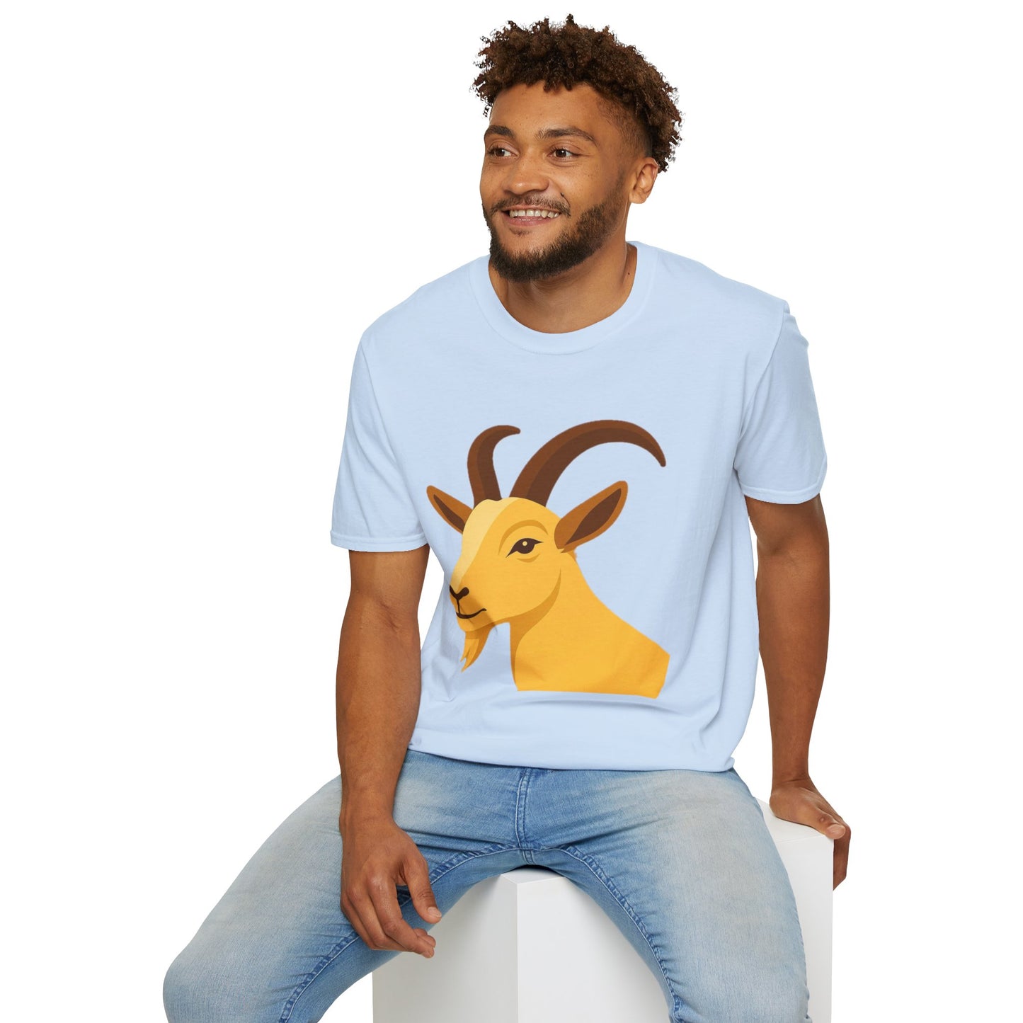 Golden Goat Unisex Softstyle T-Shirt | Cute Goat Tee for Animal Lovers, Birthday Gift, Casual Wear, Farmhouse Decor, Nature Fans